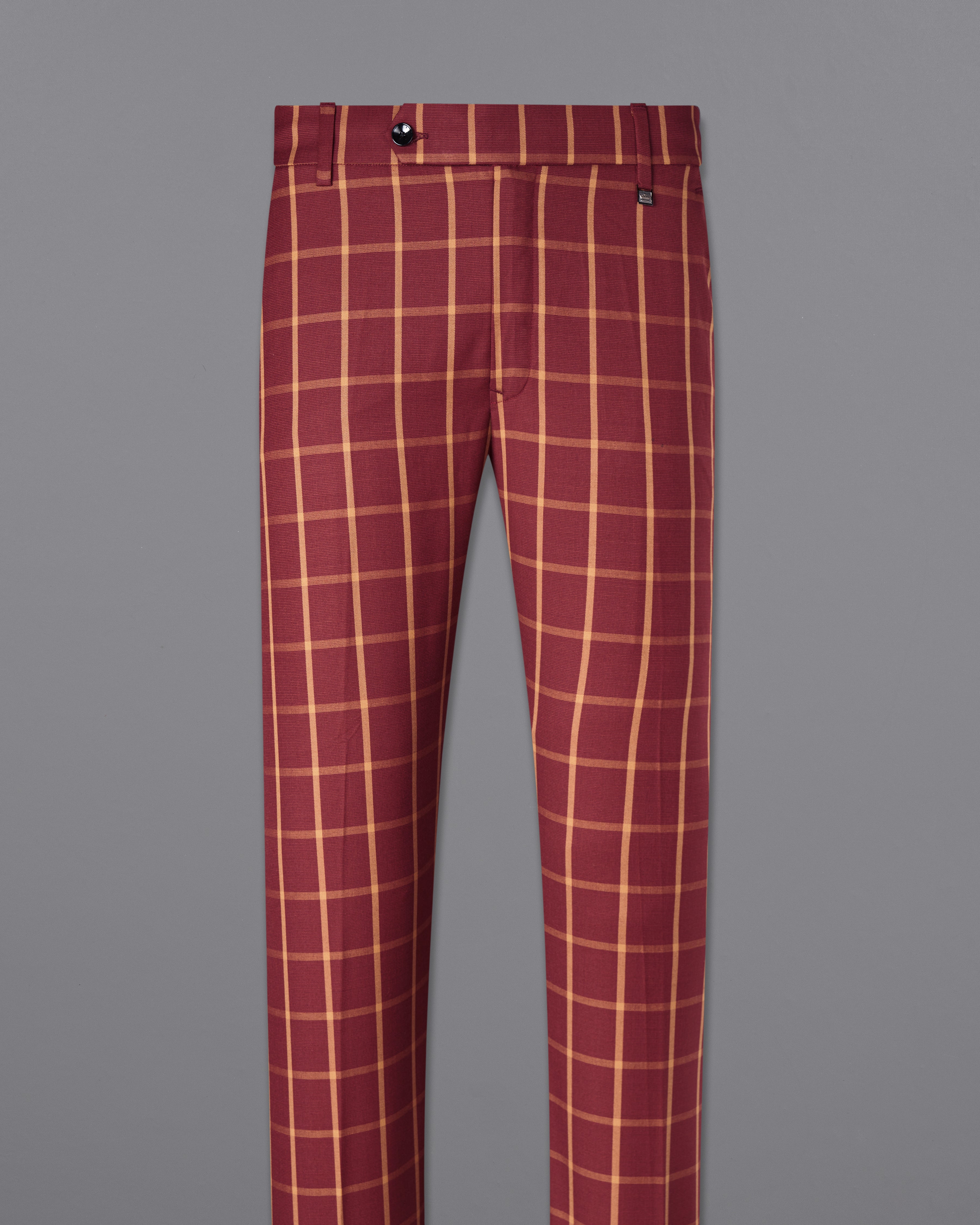 Wine and Chestnut Brown Checks-Plaid Premium Terry-Rayon Pant For Men
