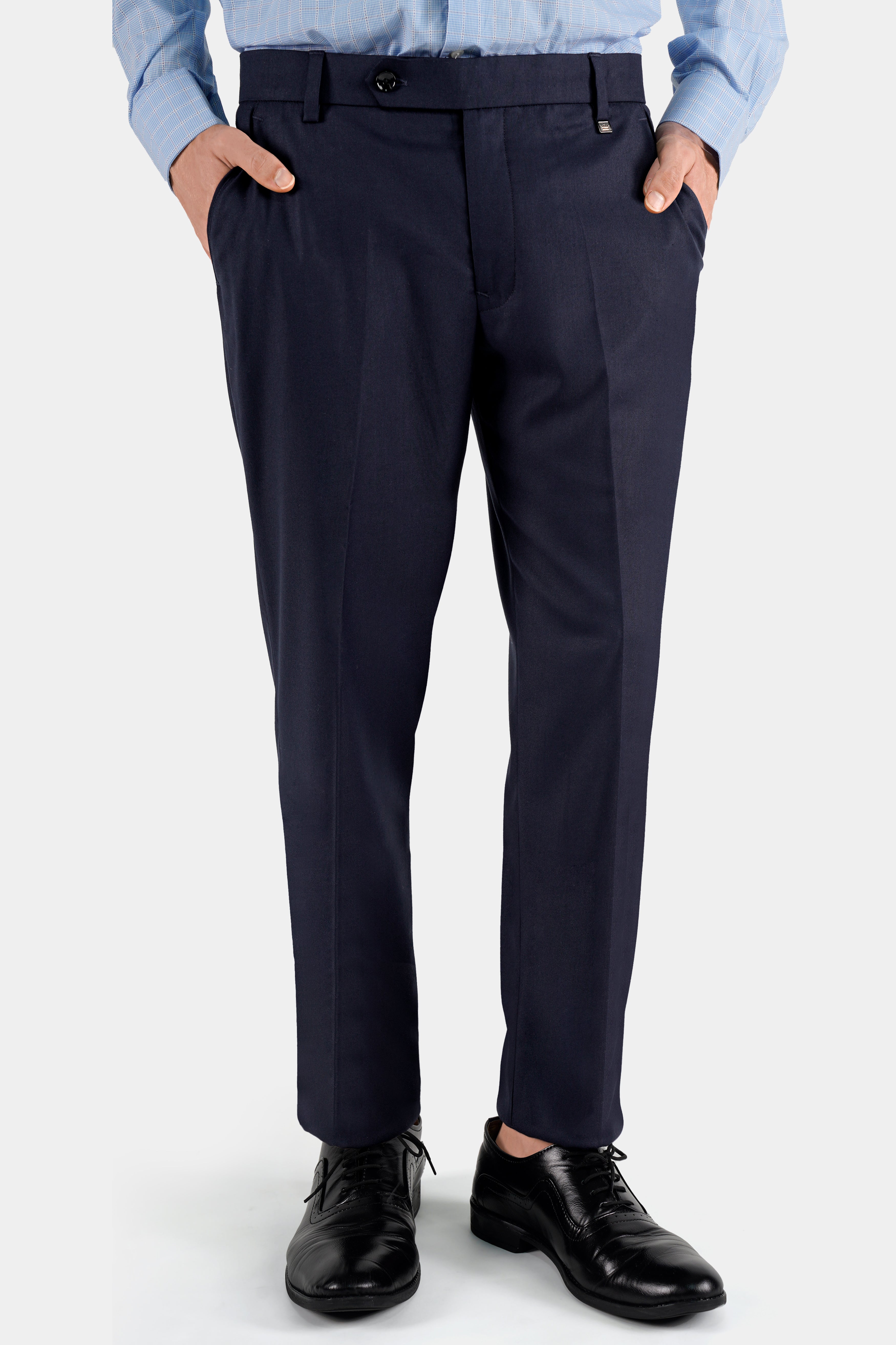 Indian Needle Men's Navy Cotton Polka Dots Formal Trousers – Jompers