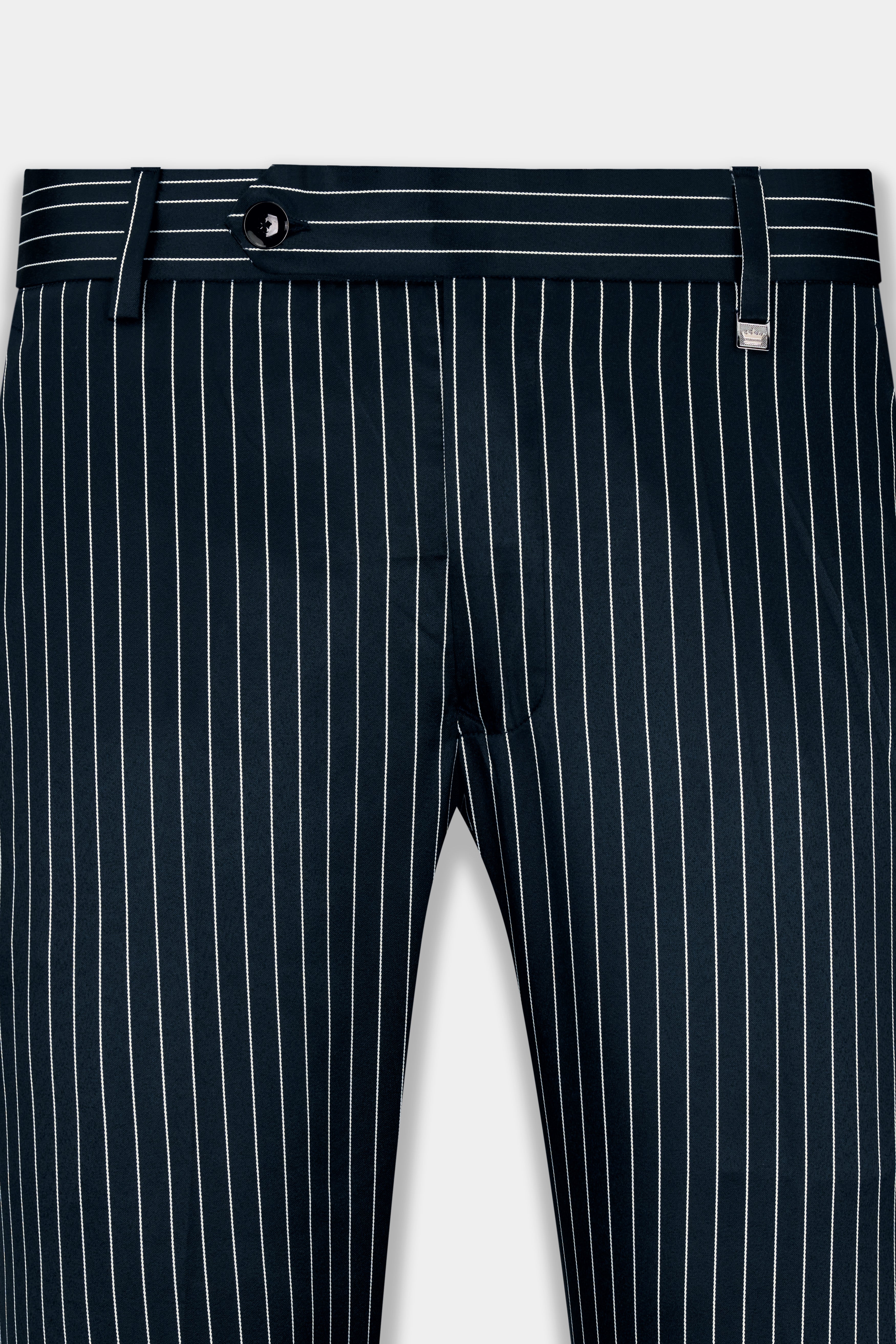 Gunmetal Blue with White Striped Wool Rich Pant T2772-28, T2772-30, T2772-32, T2772-34, T2772-36, T2772-38, T2772-40, T2772-42, T2772-44