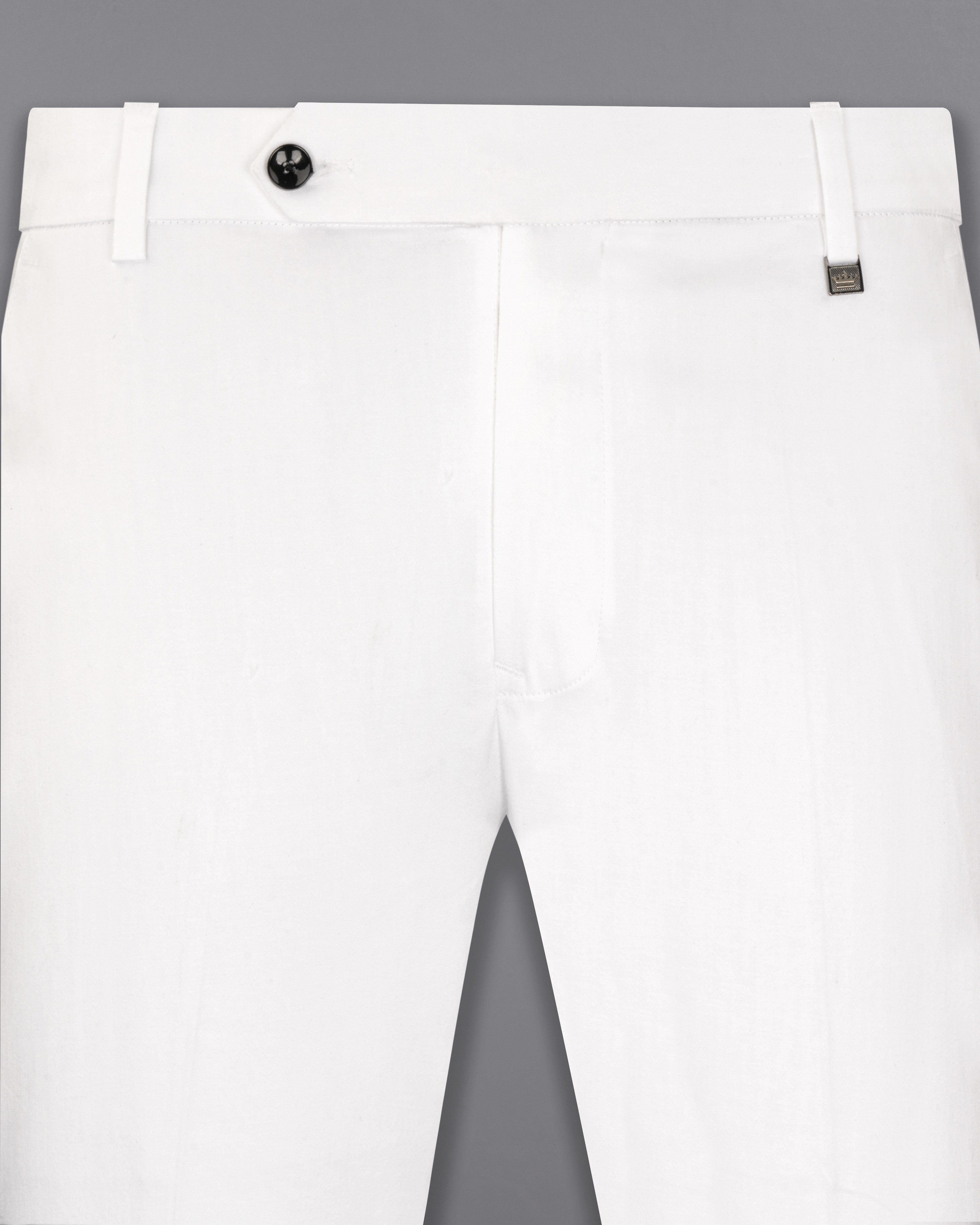 Milky White Solid Stretchable Premium Cotton traveler Pant