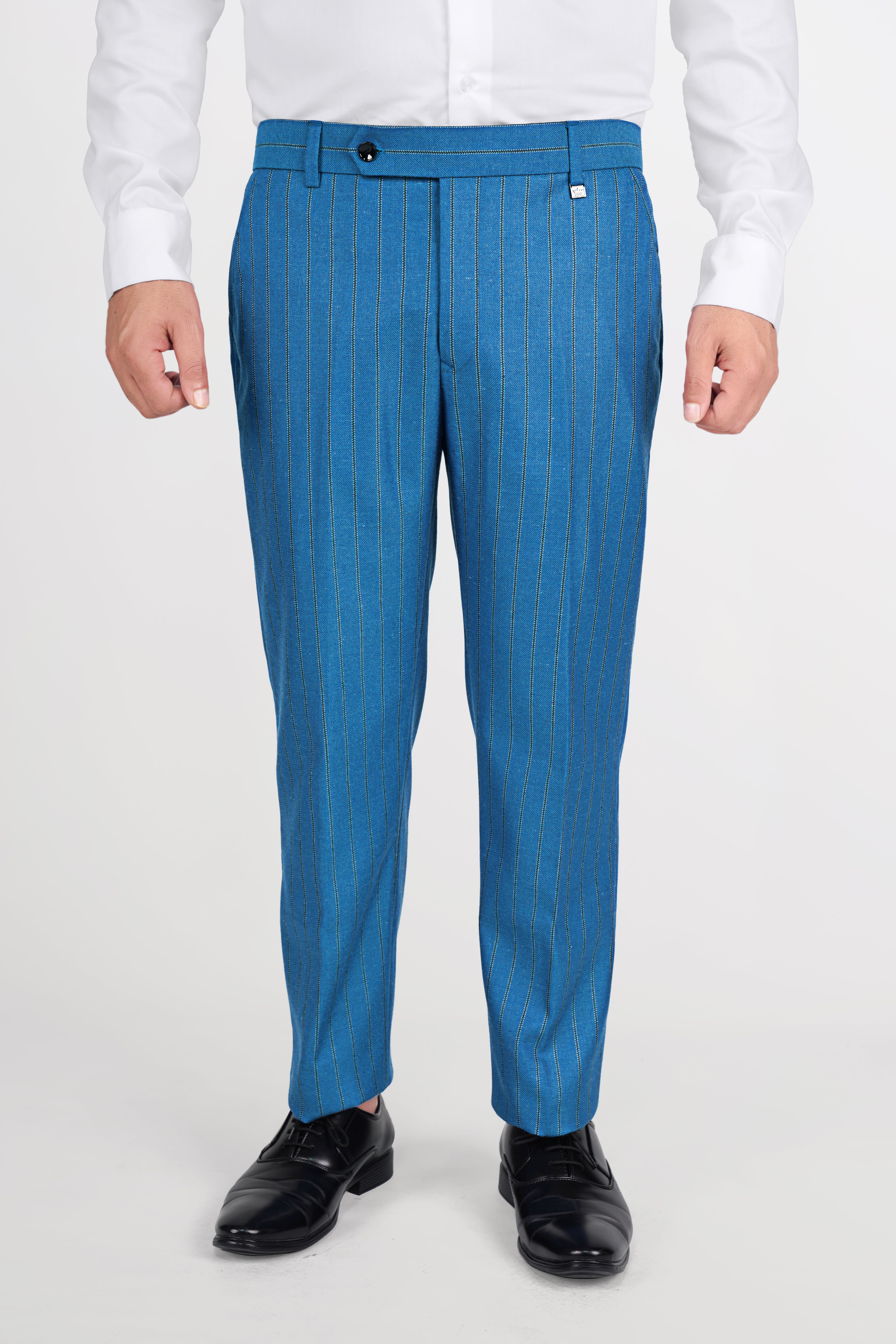 Glacial Blue Striped Tweed Pant T2800-28, T2800-30, T2800-32, T2800-34, T2800-36, T2800-38, T2800-40, T2800-42, T2800-44