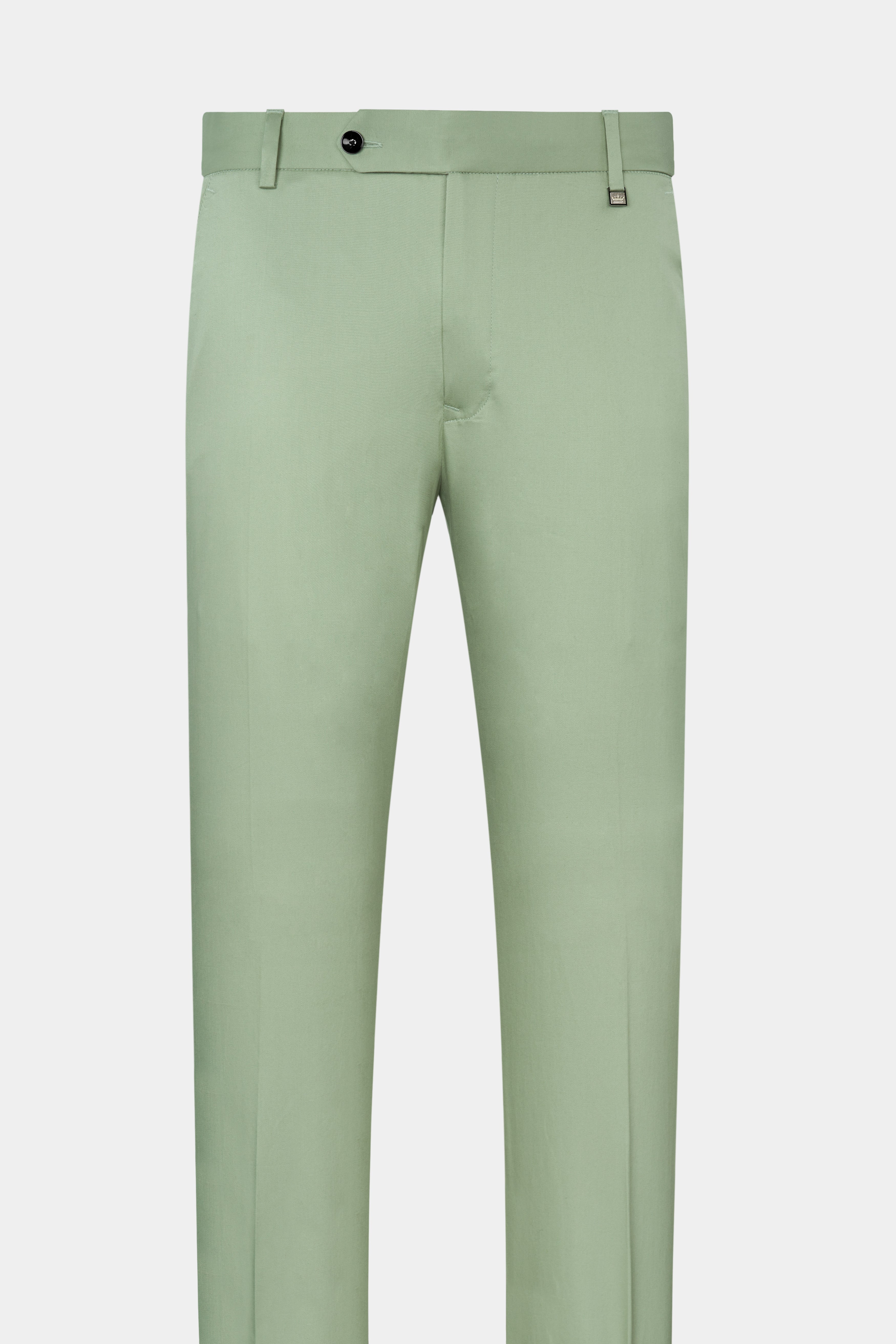 Asparagus Green Textured Premium Cotton Pant For Men