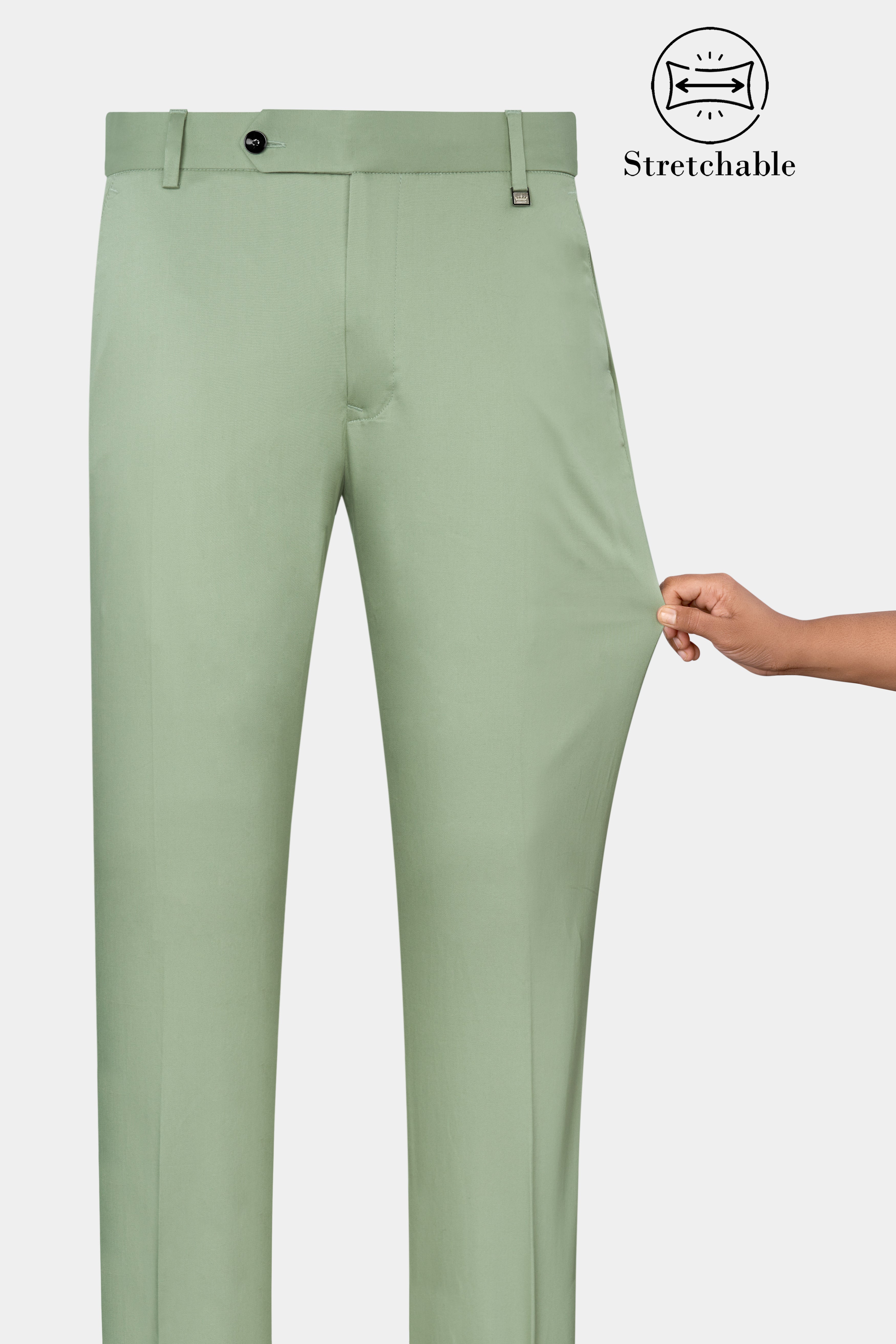 Asparagus Green Textured Premium Cotton Pant For Men