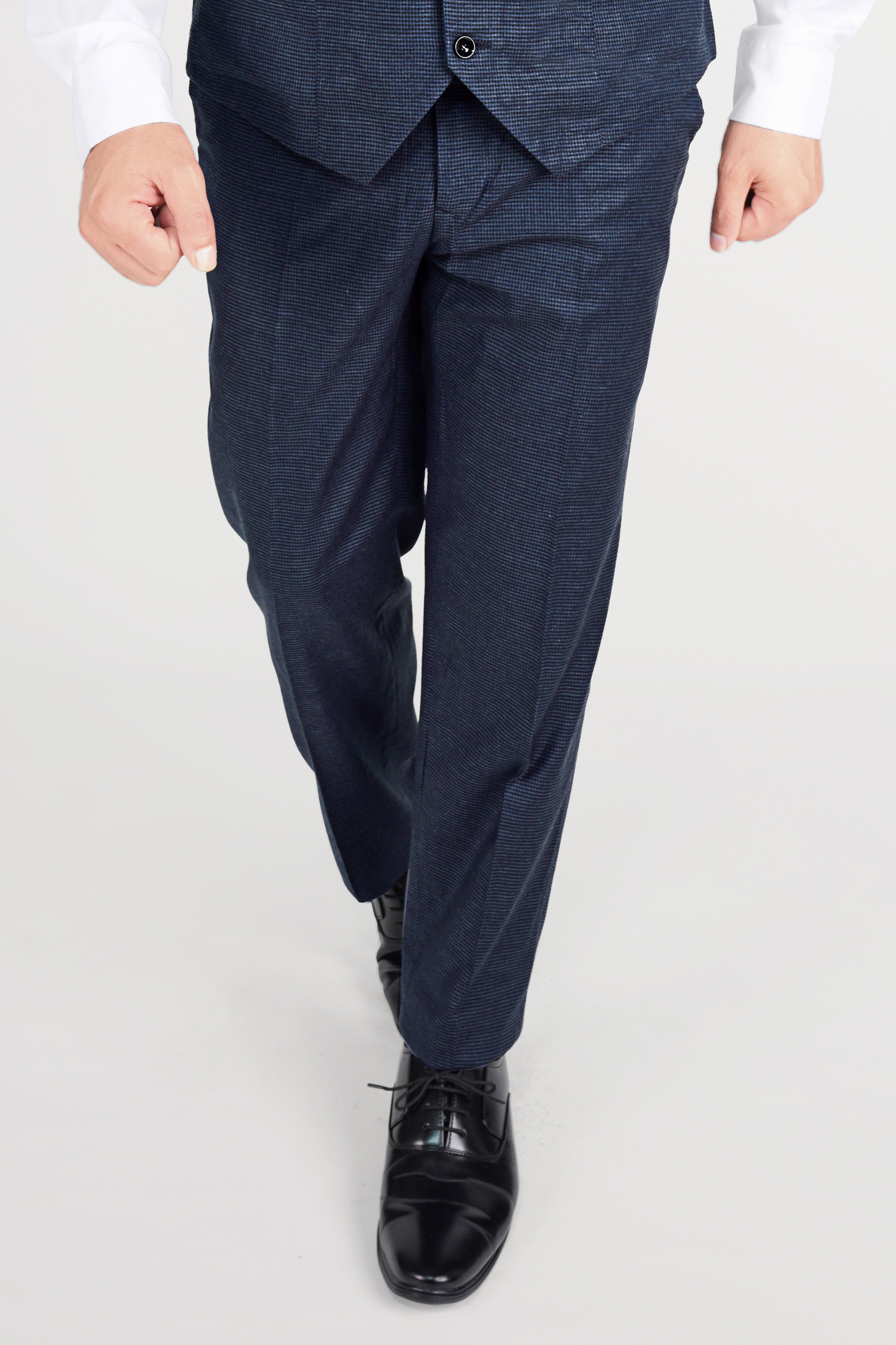 Limed Spruce Blue Wool Rich Pant With Houndstooth Pattern T2824-28, T2824-30, T2824-32, T2824-34, T2824-36, T2824-38, T2824-40, T2824-42, T2824-44