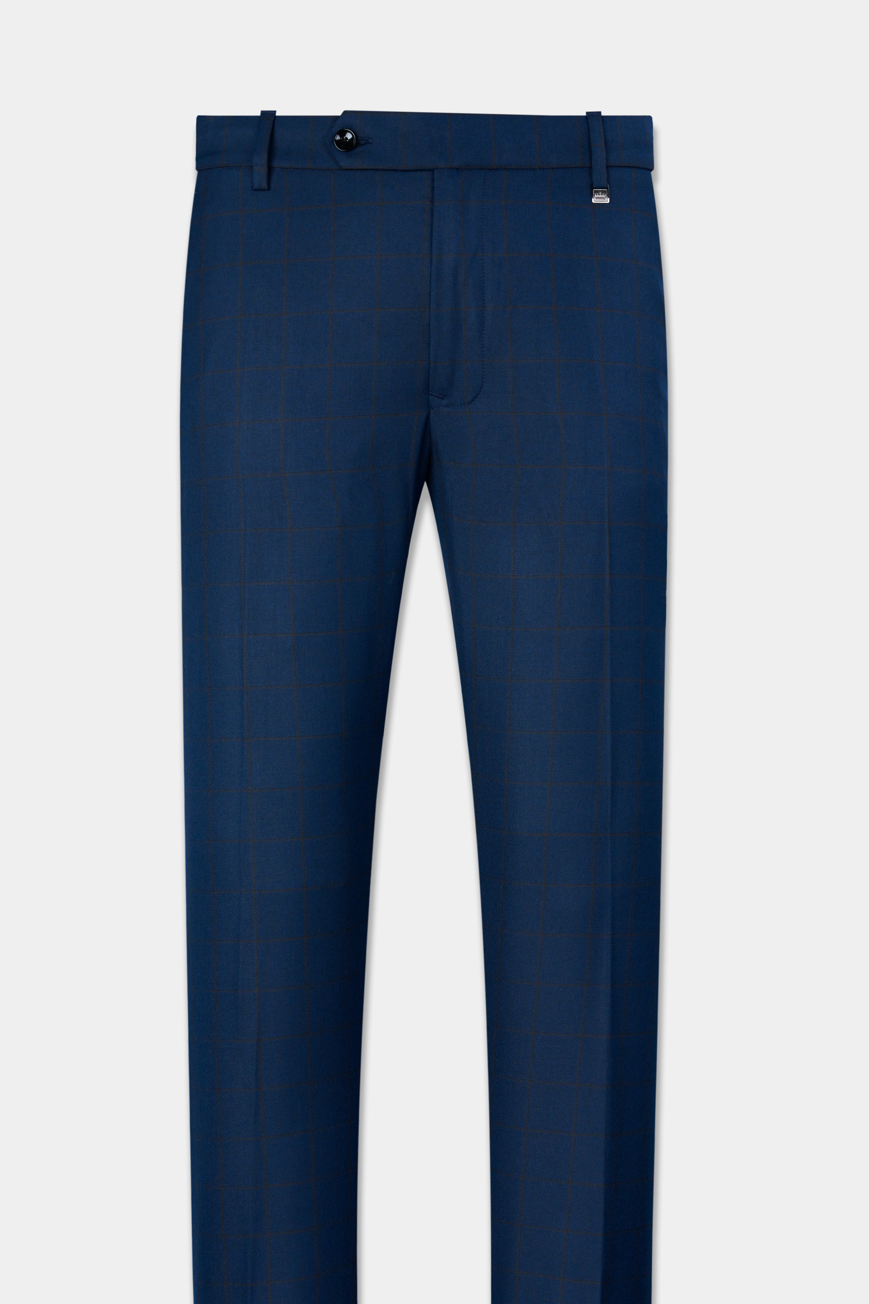 Tangaroa Blue and Subtle Black Checkered Wool Rich Pant T2871-28, T2871-30, T2871-32, T2871-34, T2871-36, T2871-38, T2871-40, T2871-42, T2871-44