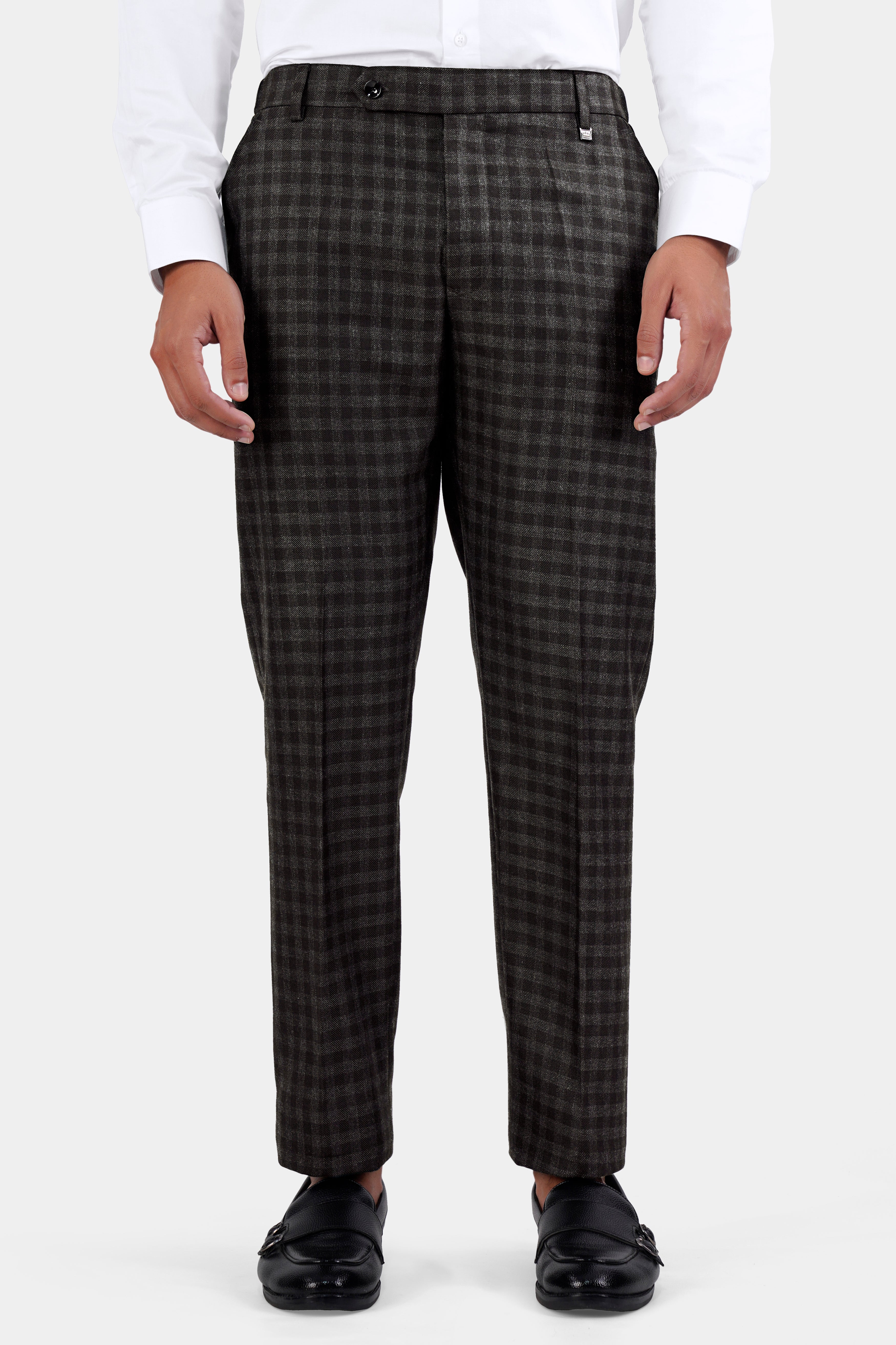 Jade Black and Storm Brown Checkered Wool Rich Pant T2898-SW-28, T2898-SW-30, T2898-SW-32, T2898-SW-34, T2898-SW-36, T2898-SW-38, T2898-SW-40, T2898-SW-42, T2898-SW-44