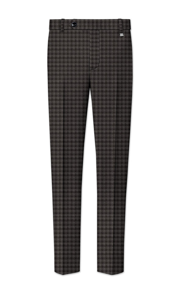 Jade Black and Storm Brown Checkered Wool Rich Pant