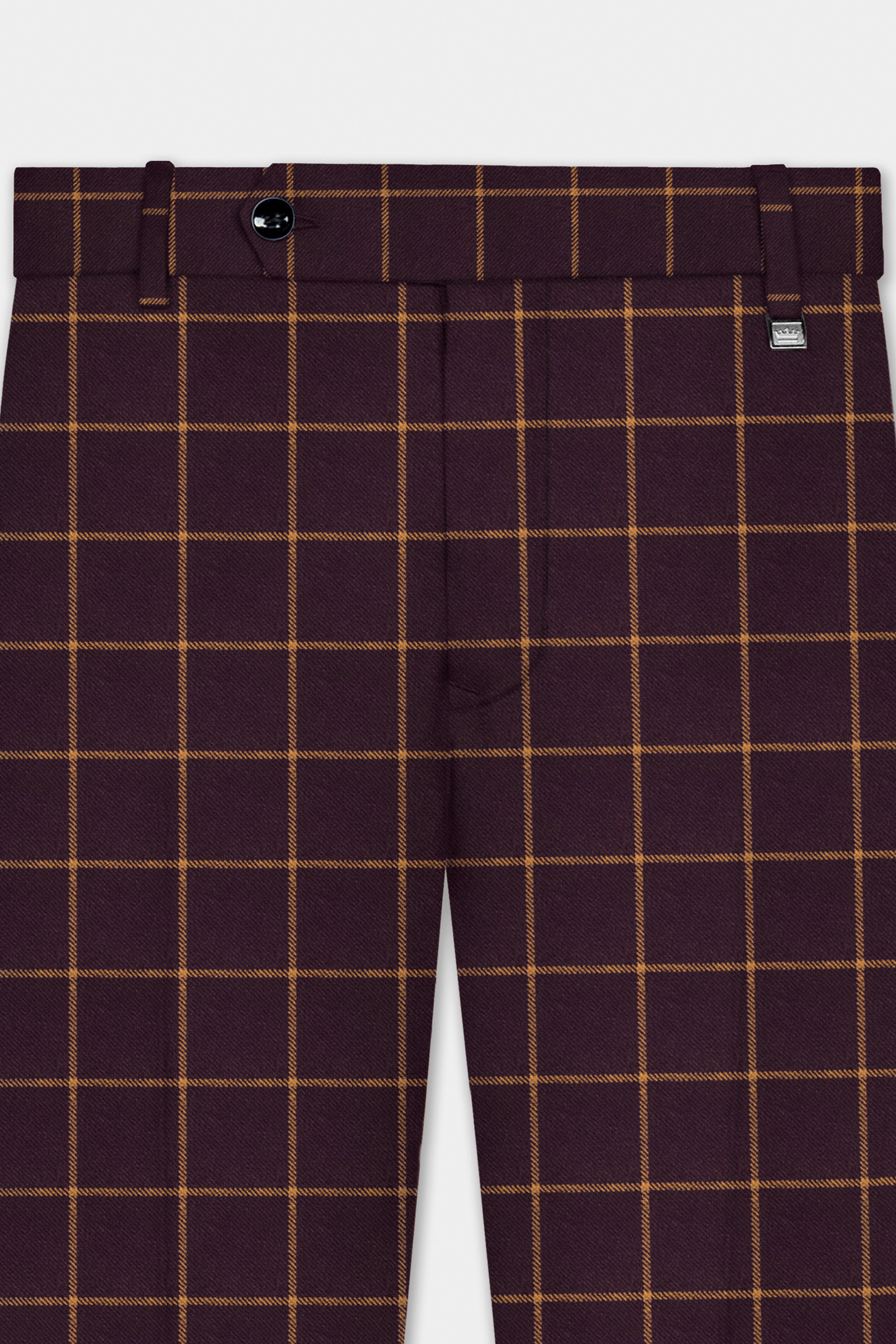 Eggplant Wine Windowpane Wool Rich Pant