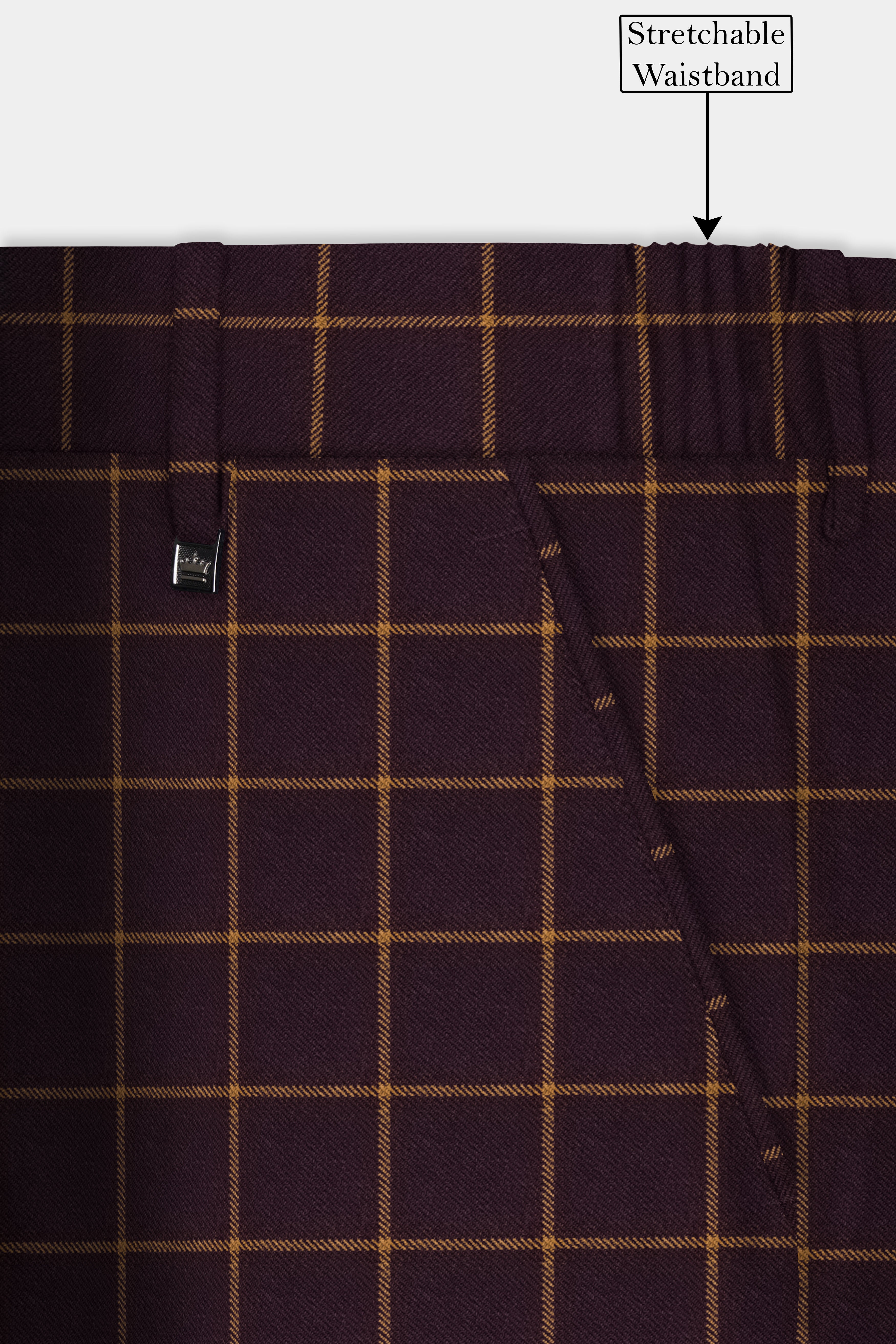 Eggplant Wine Windowpane Wool Rich Pant