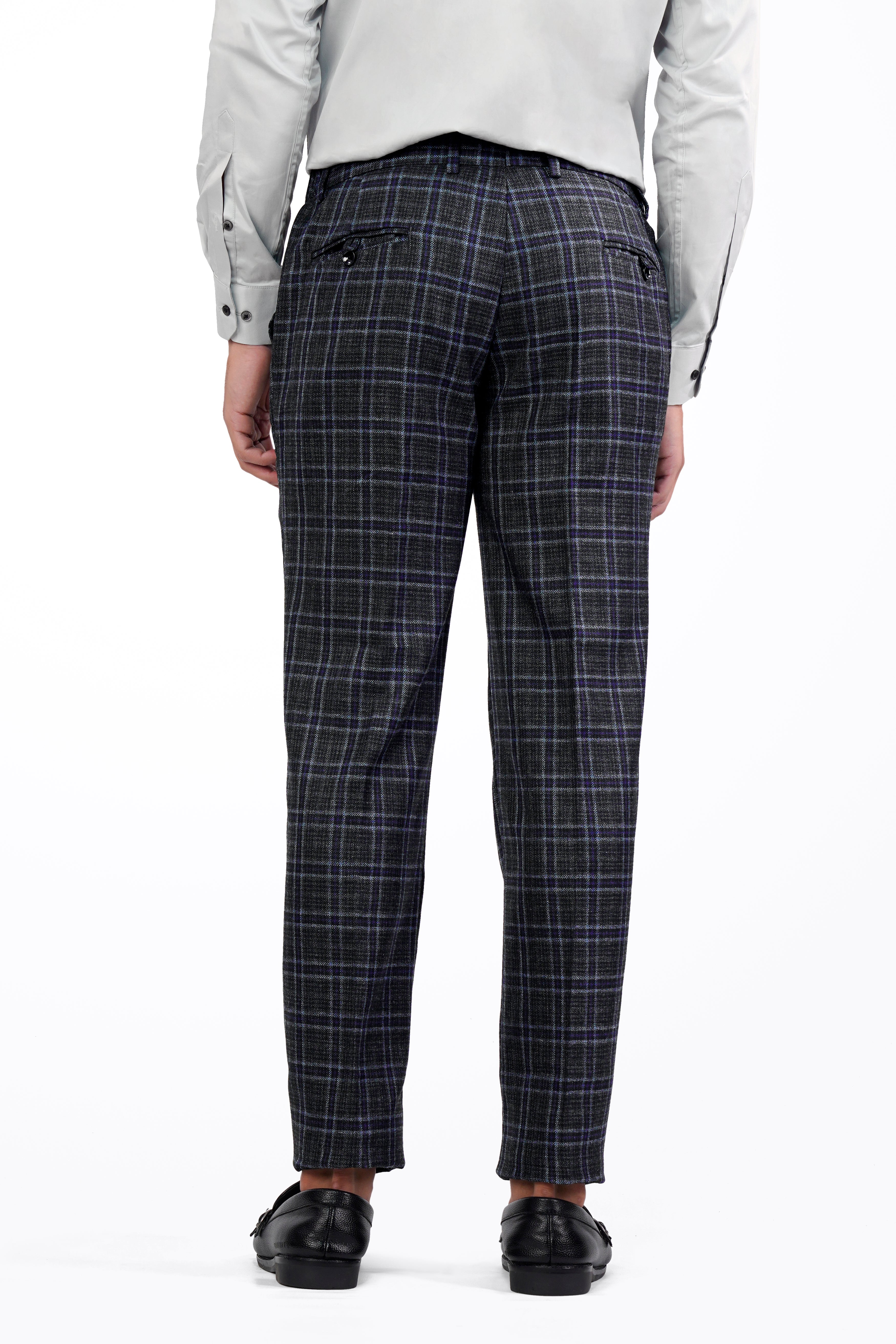 Washed Grey Textured Check Trousers – Zane Barläs