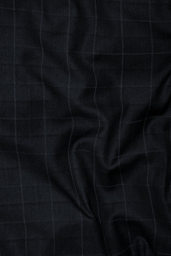 Jade Black Subtle Checkered Wool Rich Pant