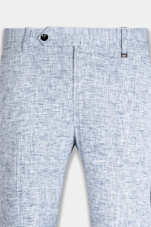 Bright White and Rhino Blue Luxurious Linen Pant