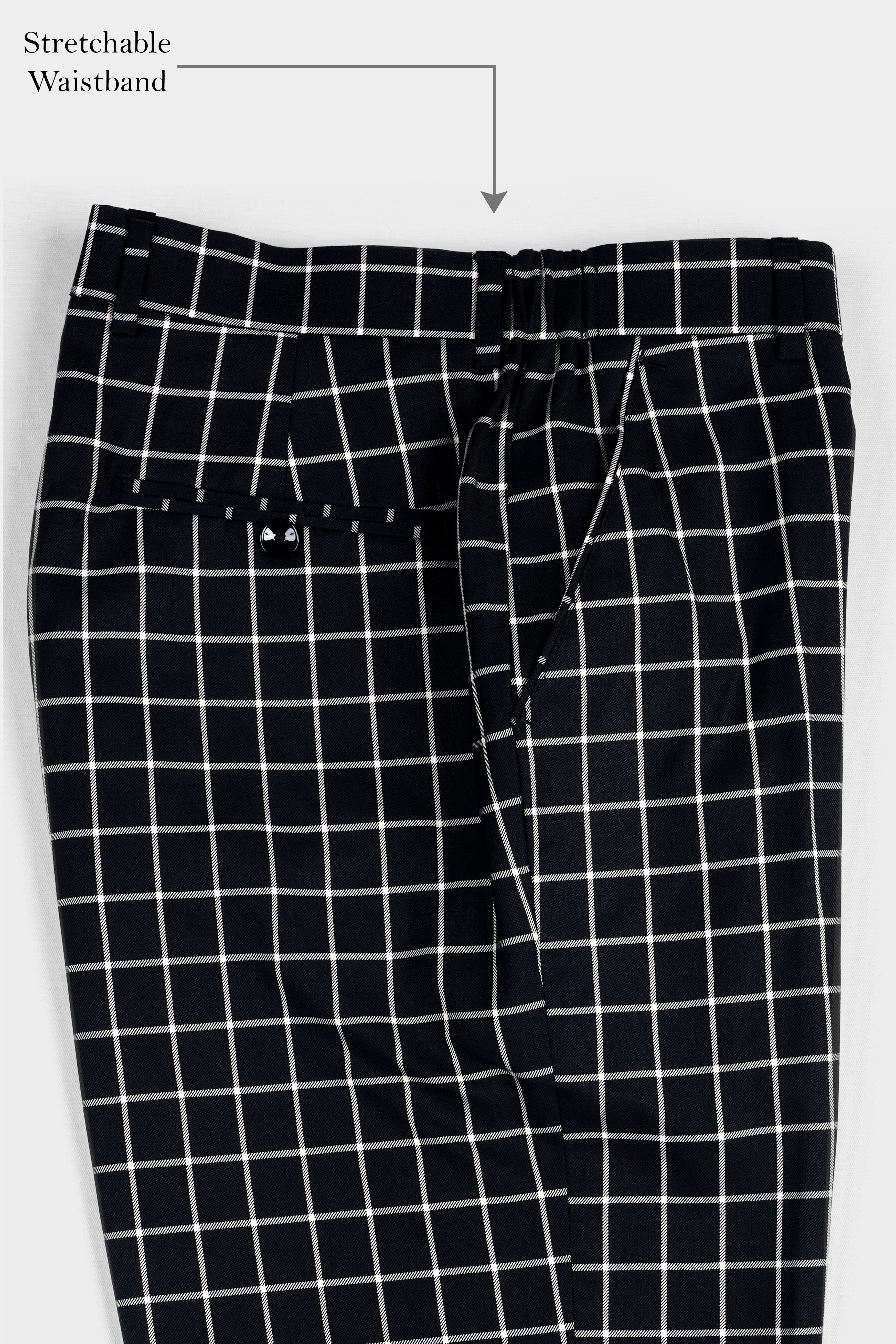 Jade Black and White Checkered Wool Rich Stretchable Pant T2932-SW-28, T2932-SW-30, T2932-SW-32, T2932-SW-34, T2932-SW-36, T2932-SW-38, T2932-SW-40, T2932-SW-42, T2932-SW-44