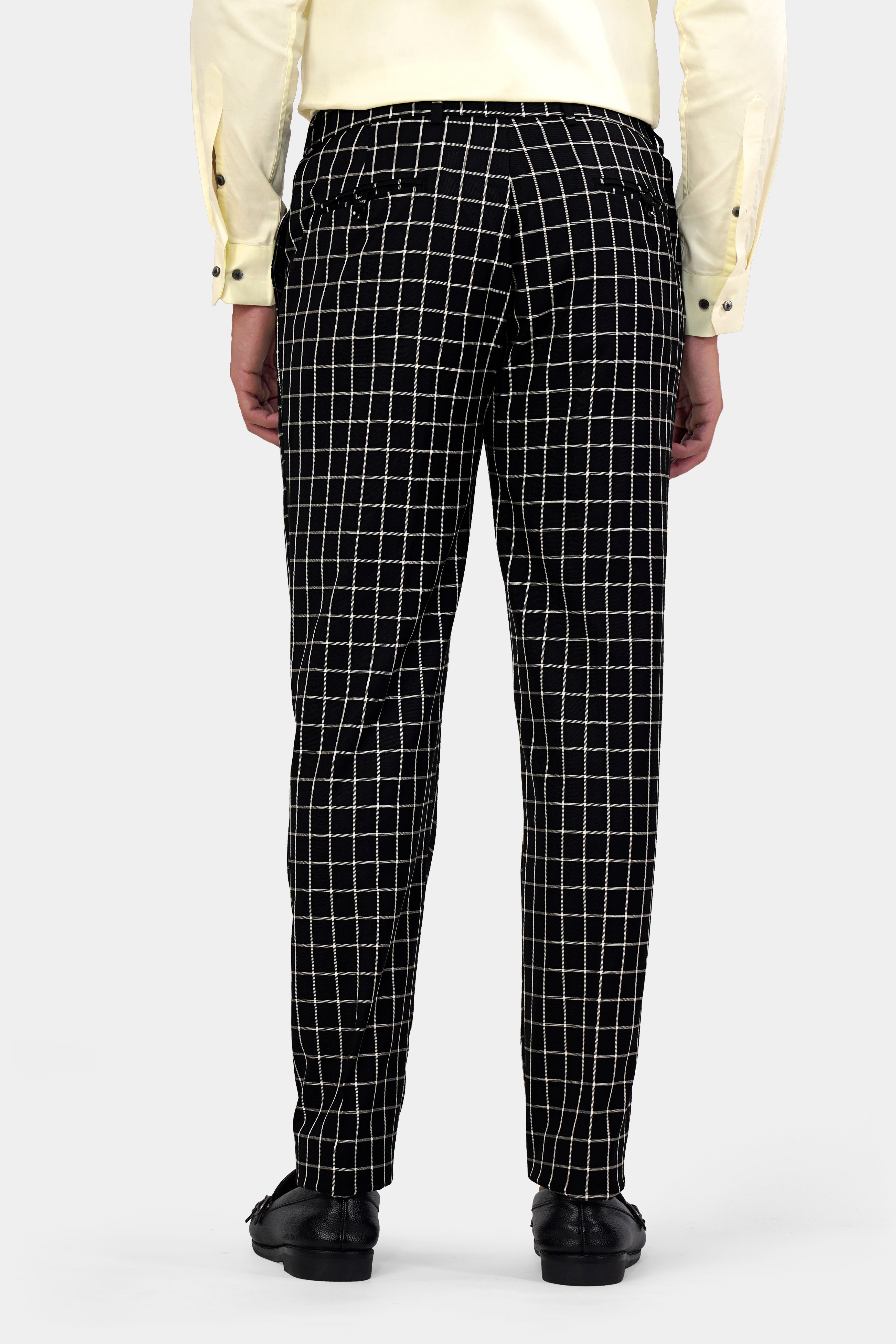 Jade Black and White Checkered Wool Rich Stretchable Pant T2932-SW-28, T2932-SW-30, T2932-SW-32, T2932-SW-34, T2932-SW-36, T2932-SW-38, T2932-SW-40, T2932-SW-42, T2932-SW-44