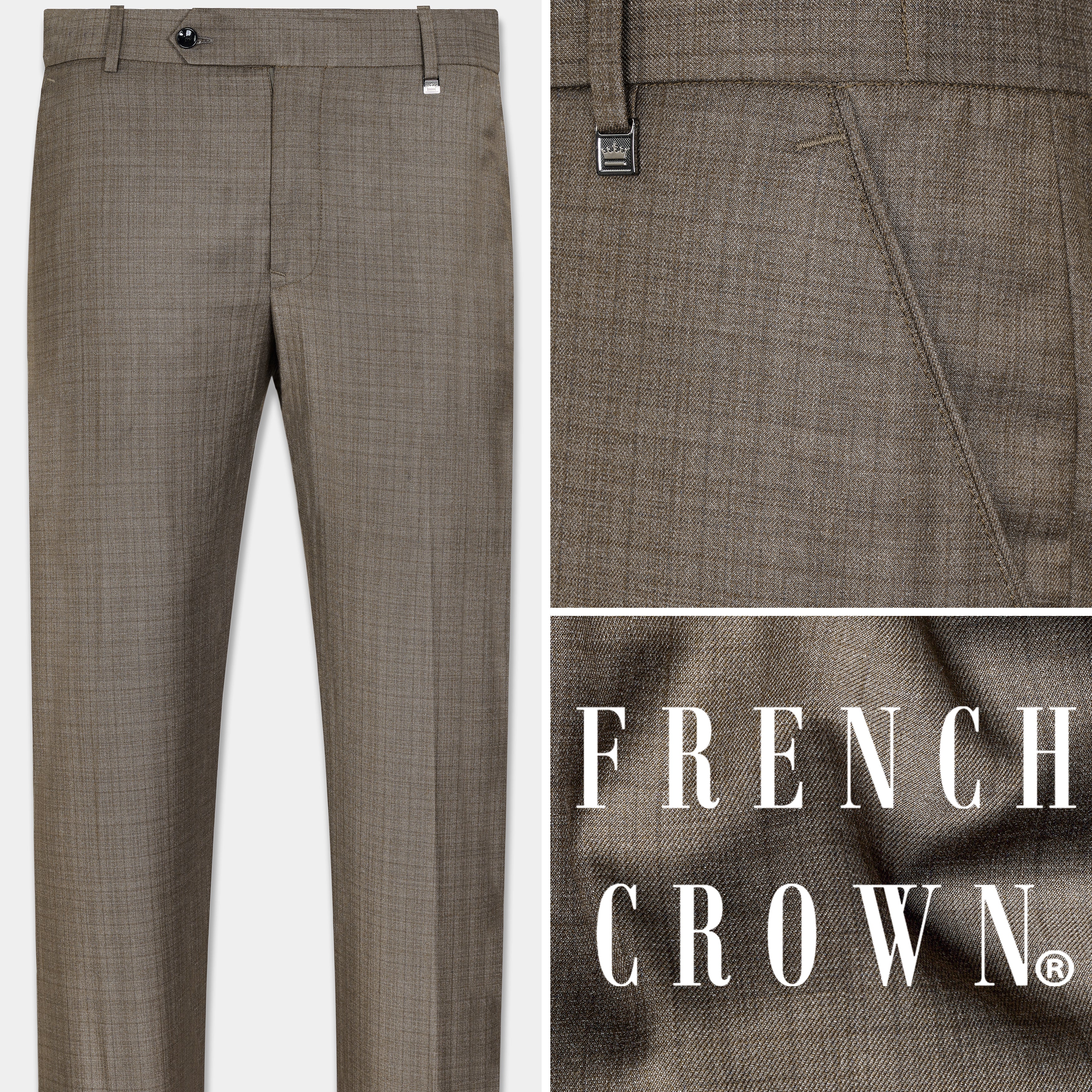 Hemp Brown Checks-Plaid Premium Wool-Blend Pant For Men