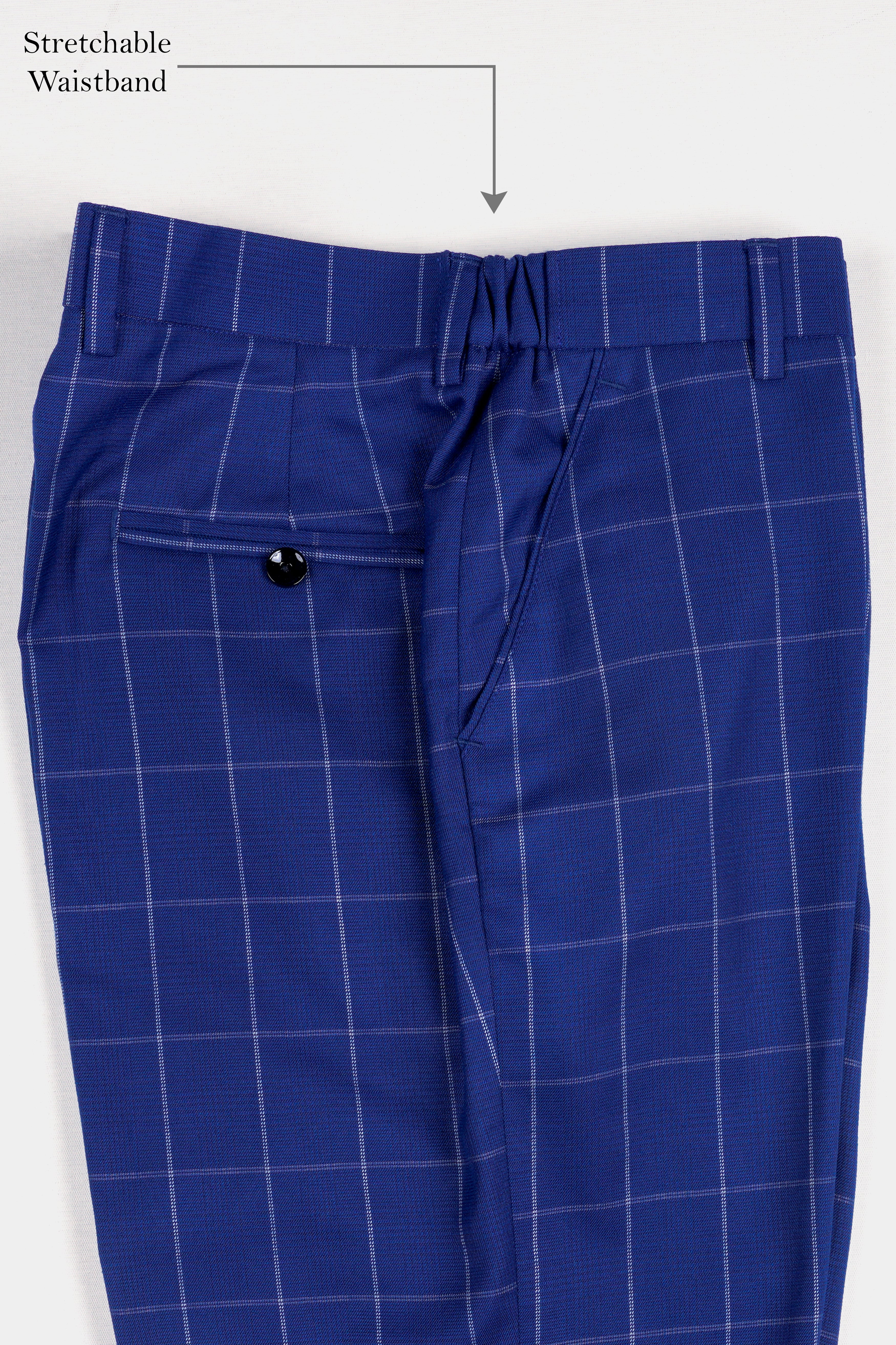 Lapis Blue Windowpane Wool Rich Stretchable Pant T2940-SW-28, T2940-SW-30, T2940-SW-32, T2940-SW-34, T2940-SW-36, T2940-SW-38, T2940-SW-40, T2940-SW-42, T2940-SW-44