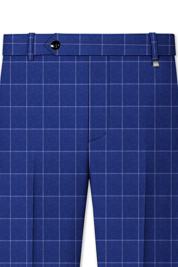 Rhino Blue Windowpane Wool Rich Stretchable Pant