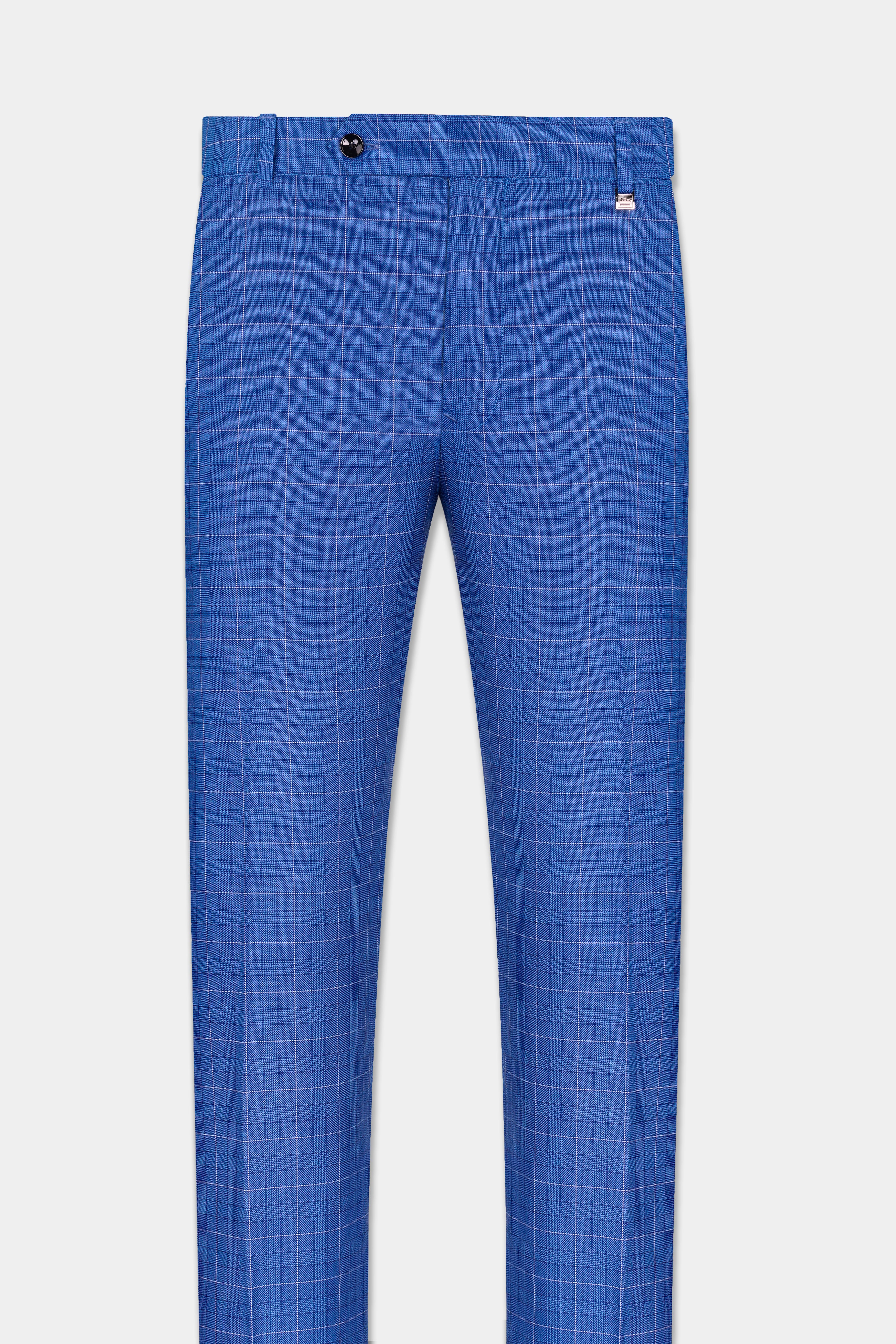 Cobalt Blue Checkered Wool Rich Stretchable Pant T2947-SW-28, T2947-SW-30, T2947-SW-32, T2947-SW-34, T2947-SW-36, T2947-SW-38, T2947-SW-40, T2947-SW-42, T2947-SW-44