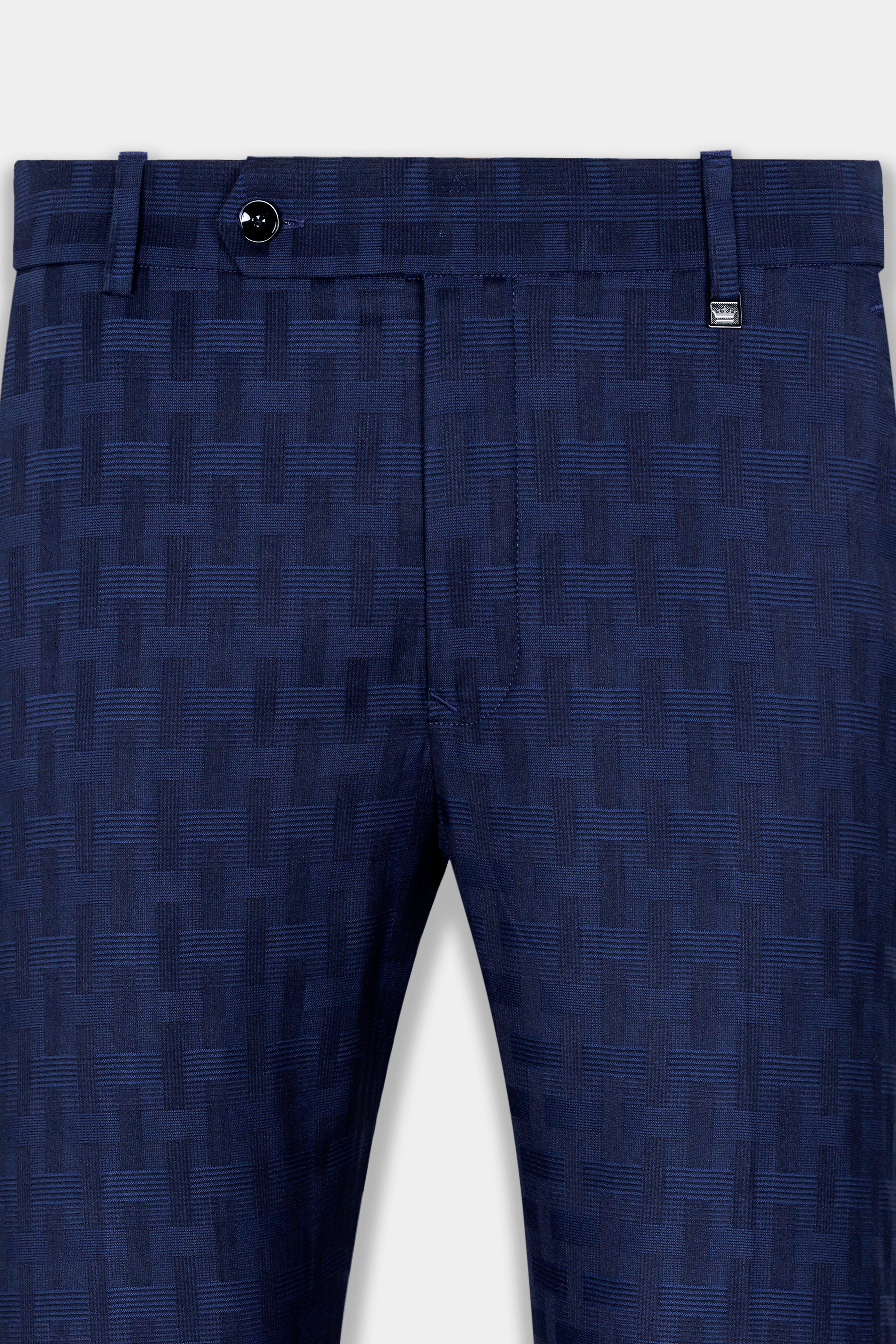 Buy BLACKBERRYS Navy Checks Polyester Viscose Slim Fit Mens Trousers |  Shoppers Stop