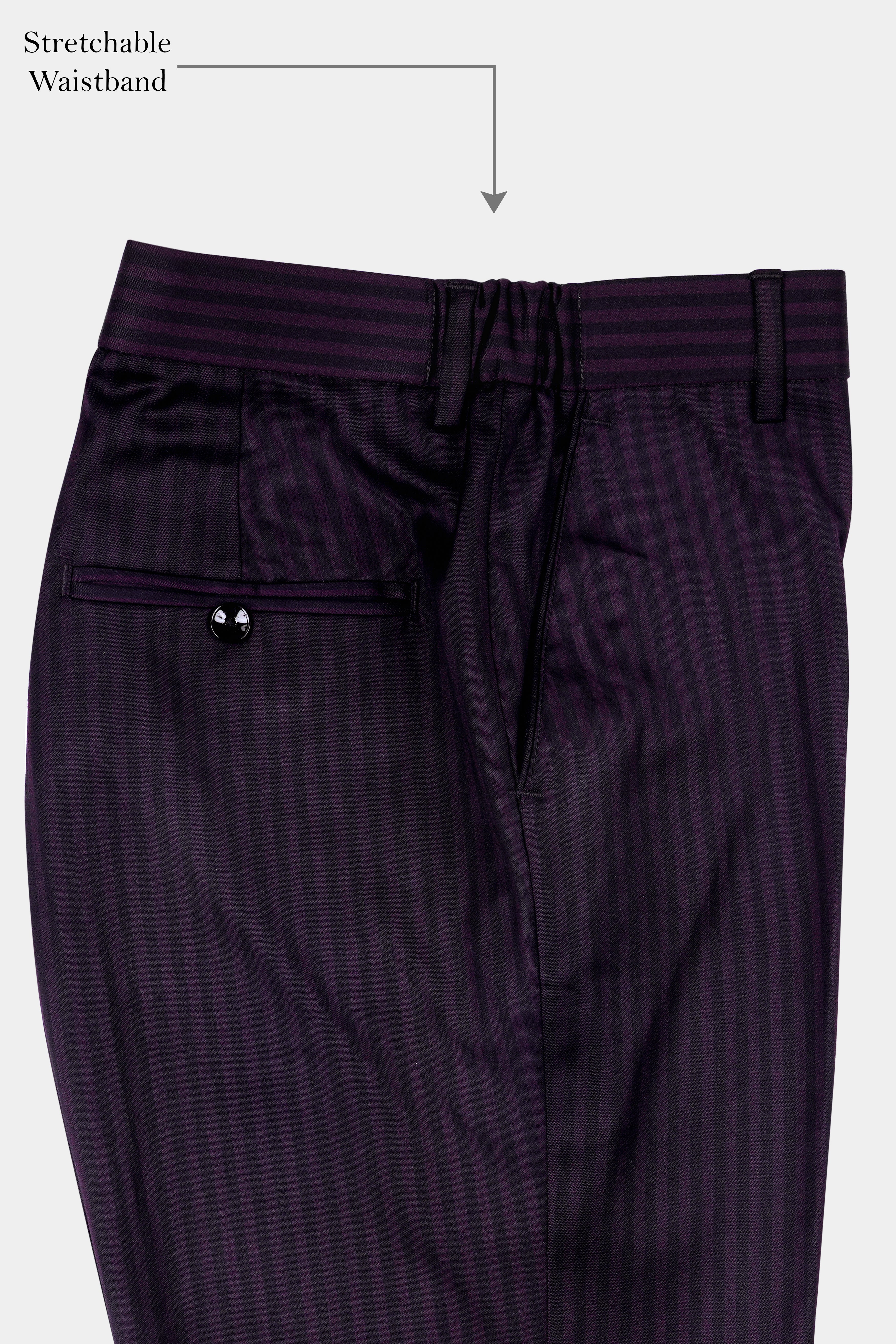 Bleached Purple Striped Wool Rich Stretchable Pant T2962-SW-28, T2962-SW-30, T2962-SW-32, T2962-SW-34, T2962-SW-36, T2962-SW-38, T2962-SW-40, T2962-SW-42, T2962-SW-44