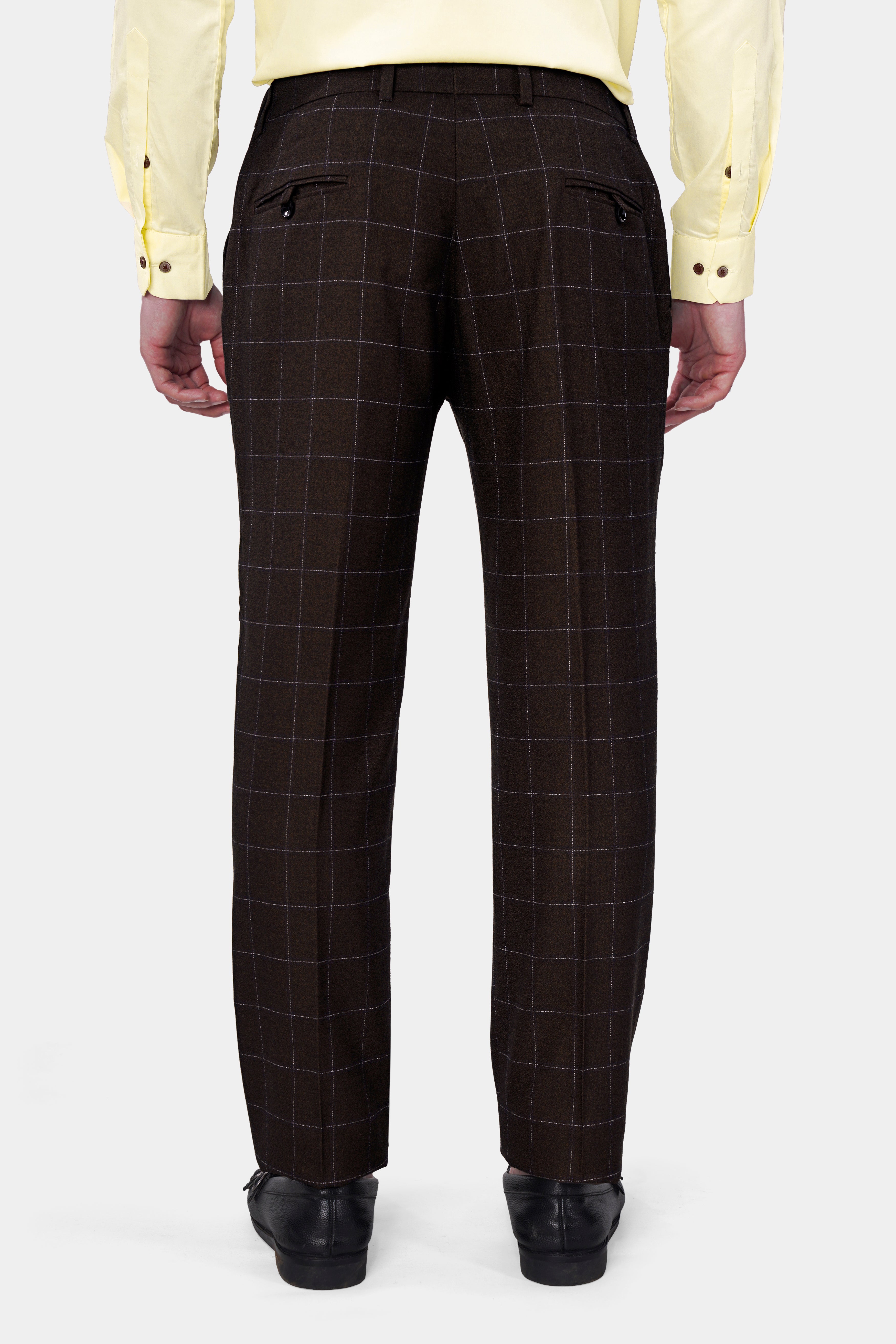 Skinny Fit Twill trousers - Beige/Brown checked - Men | H&M IN