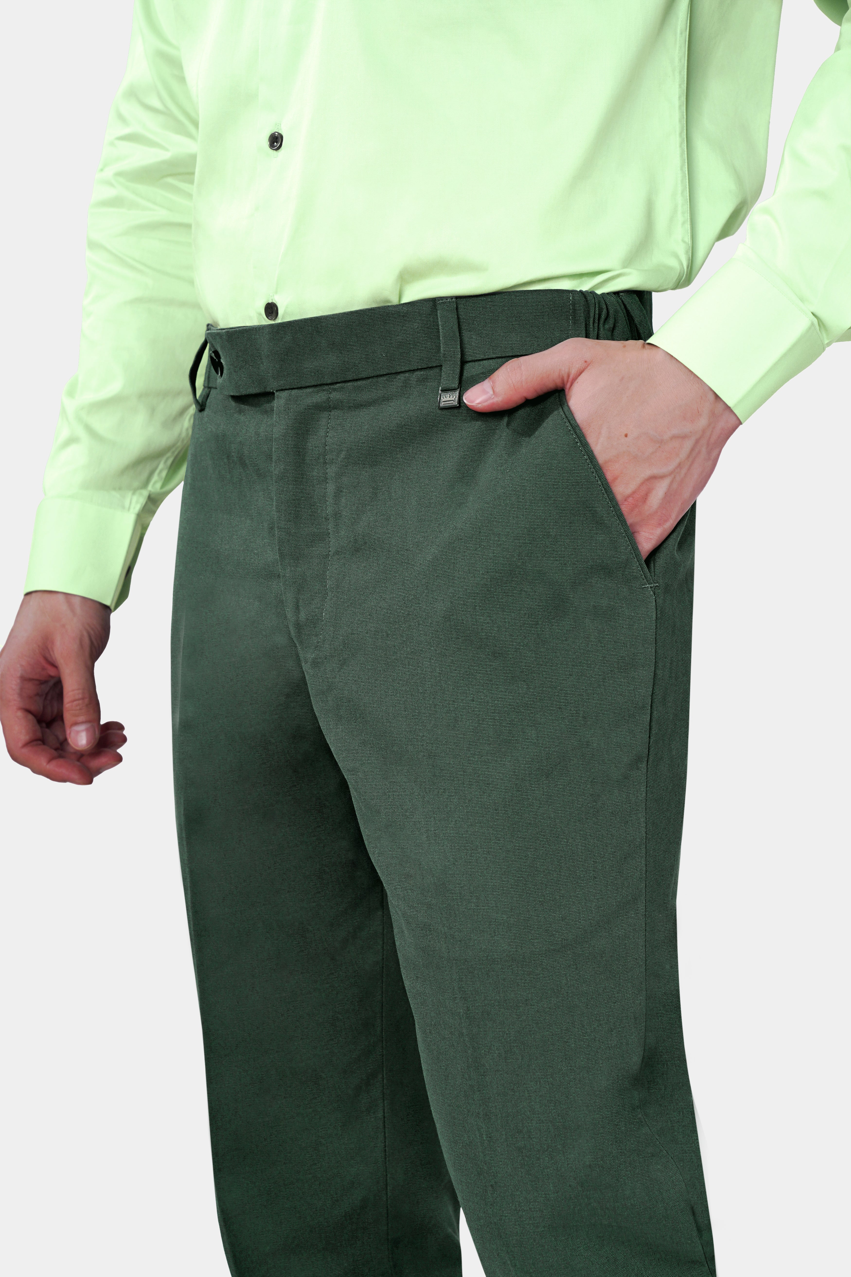 Gable Green Textured Premium Wool-Blend Pant For Men