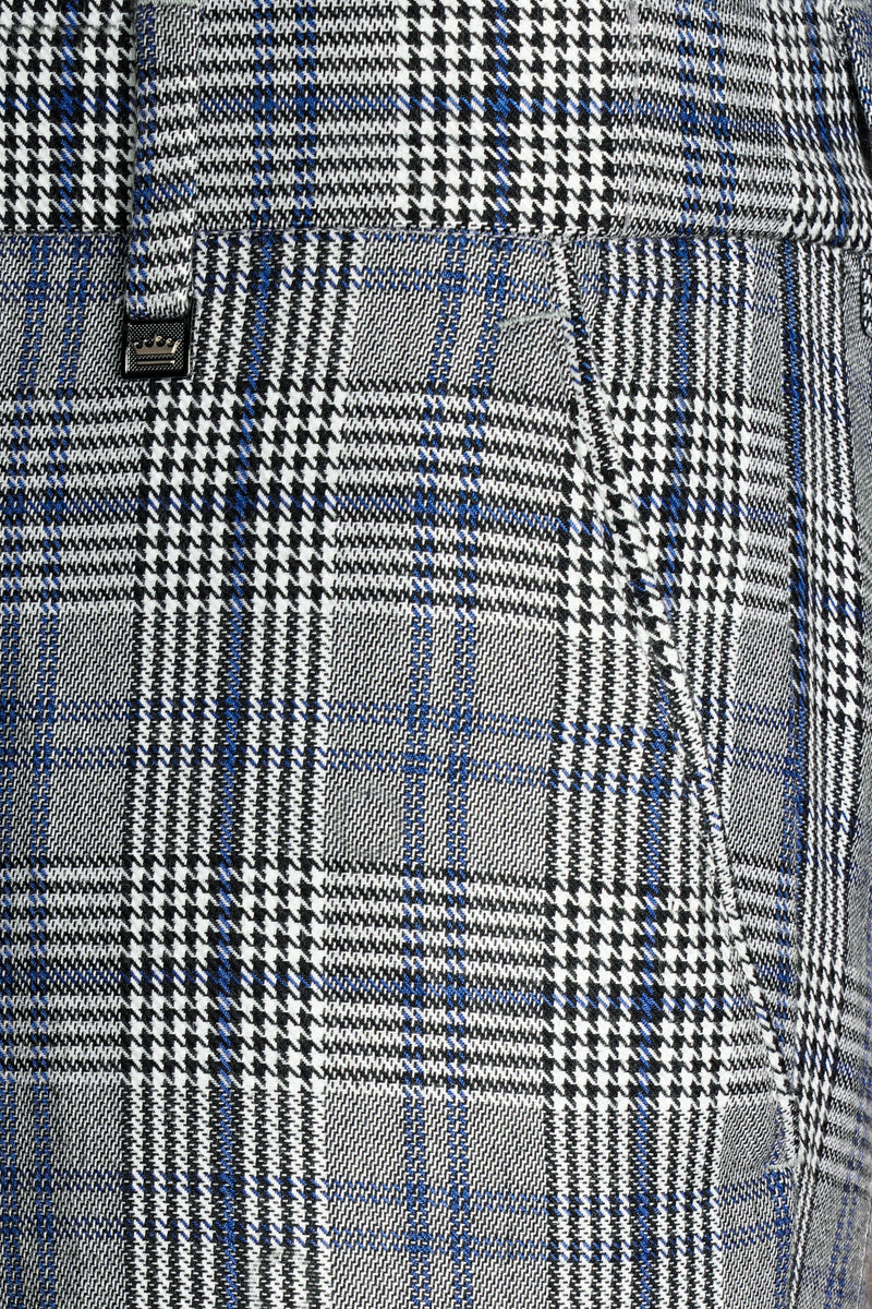 Chalice Gray and Chathams Blue Plaid Houndstooth Tweed Pant