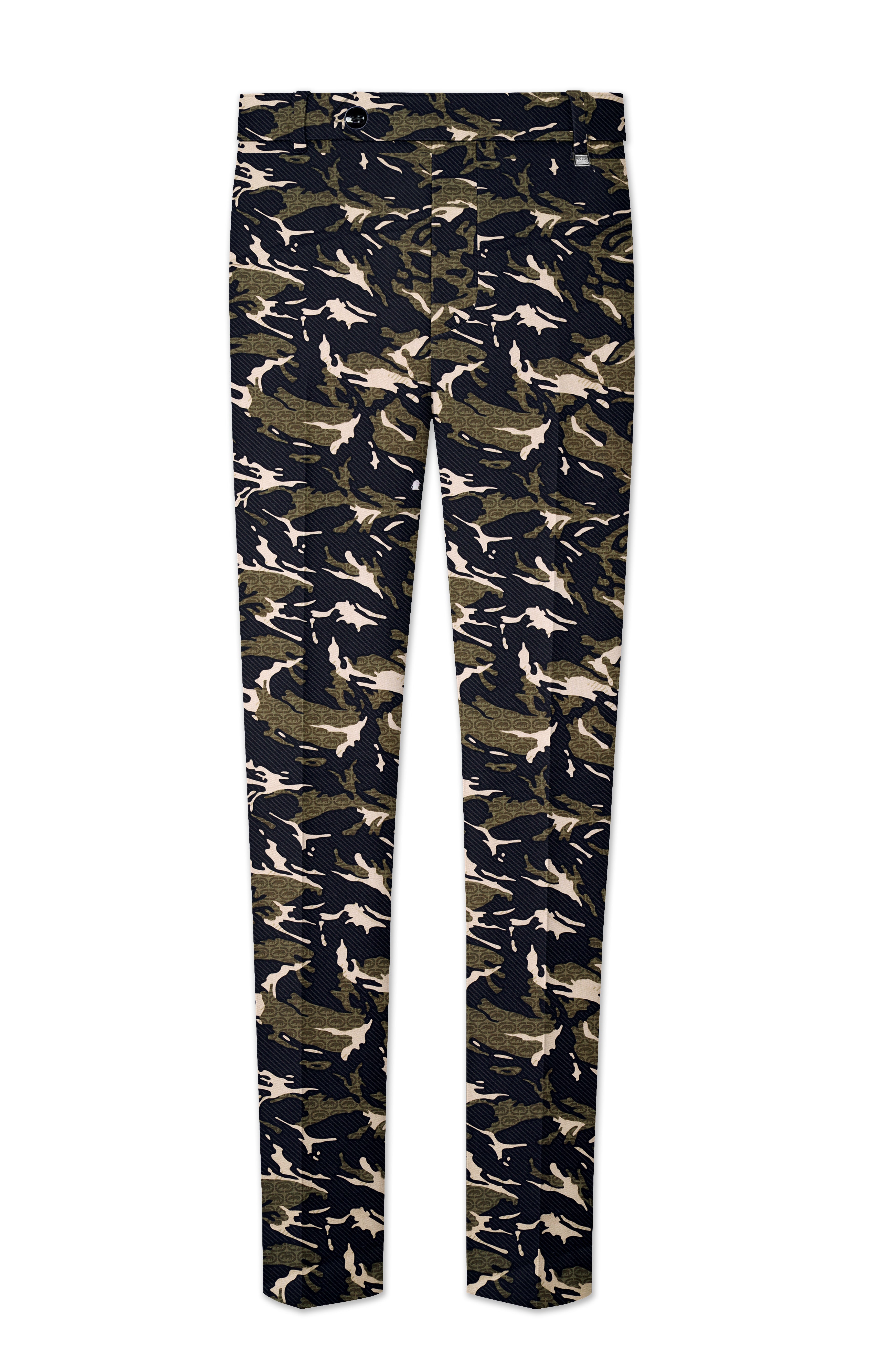 Mirage Black and Sage Green Camouflage Printed Cotton Stretchable Waistband Pant