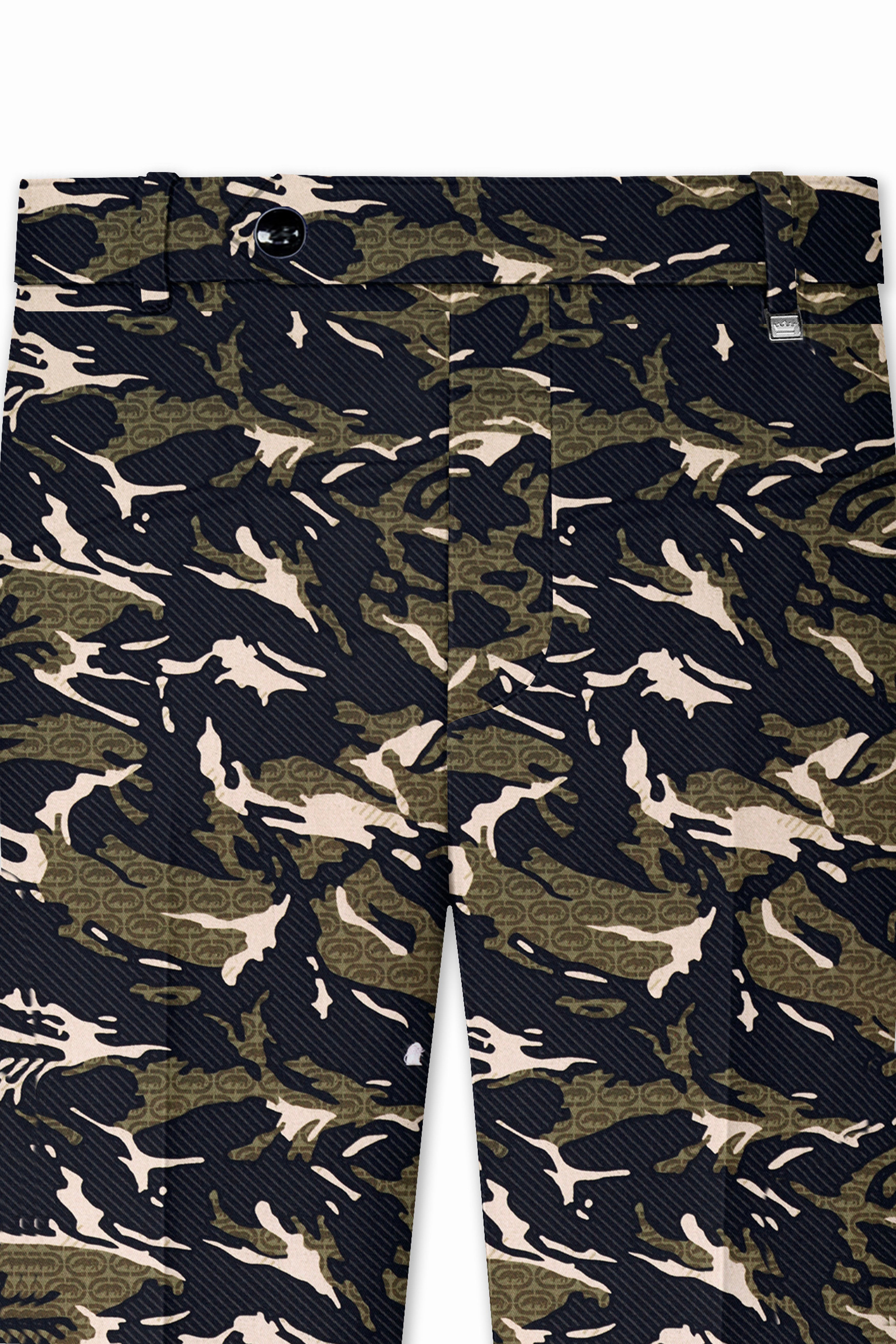 Mirage Black and Sage Green Camouflage Printed Cotton Stretchable Waistband Pant