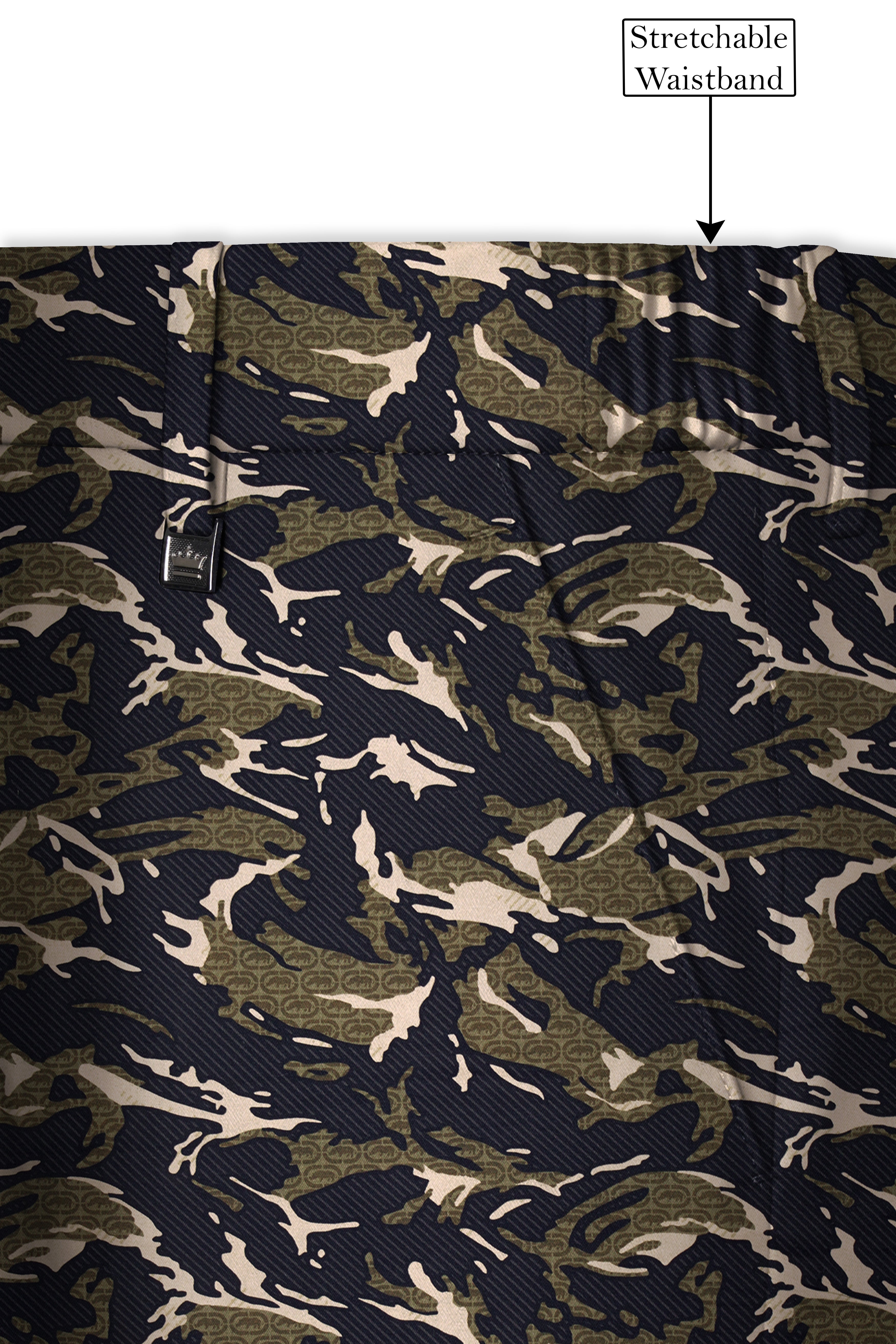 Mirage Black and Sage Green Camouflage Printed Cotton Stretchable Waistband Pant