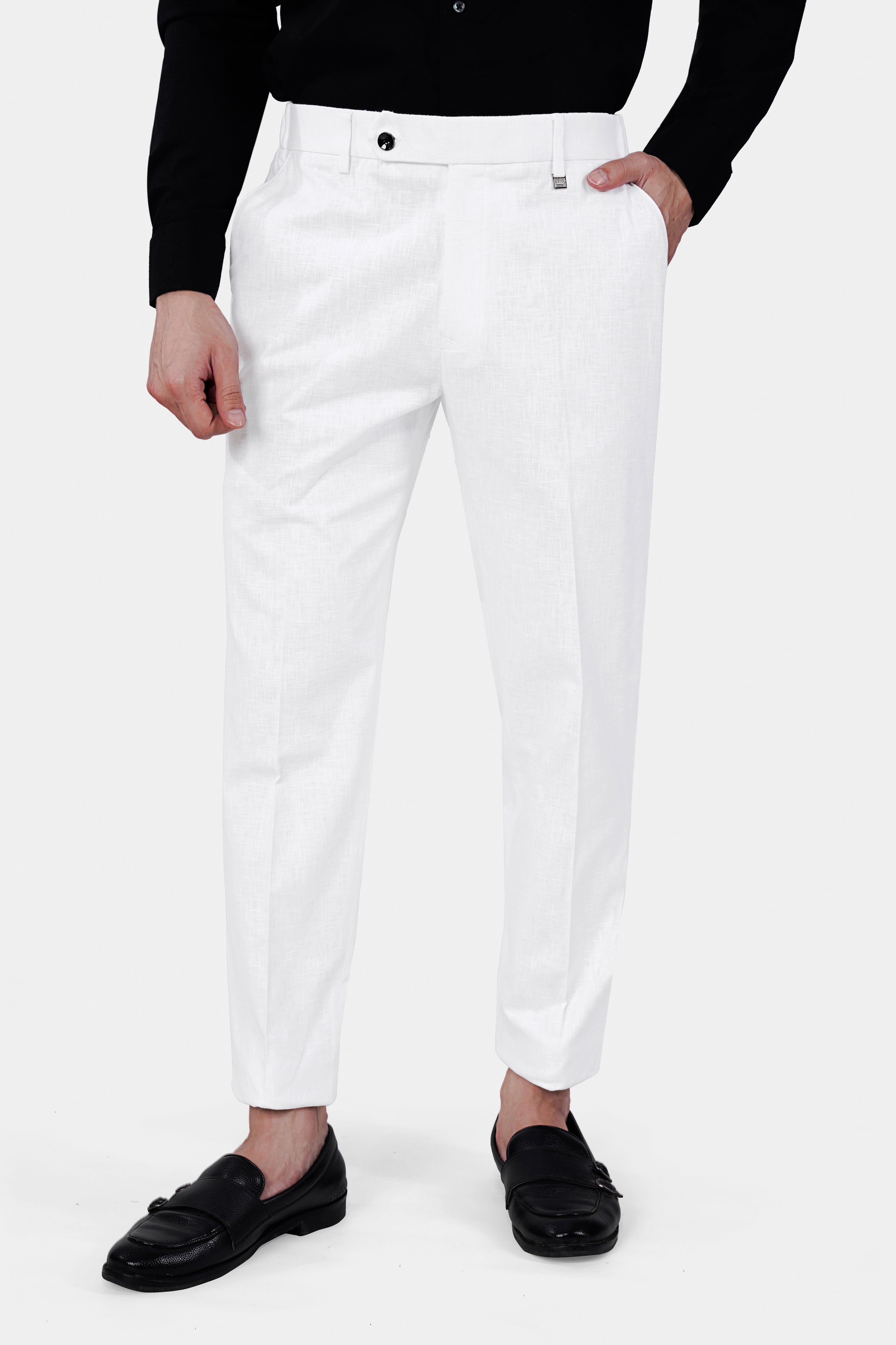 Bright White Luxurious Linen Pant T3042-28, T3042-30, T3042-32, T3042-34, T3042-36, T3042-38, T3042-40, T3042-42, T3042-44