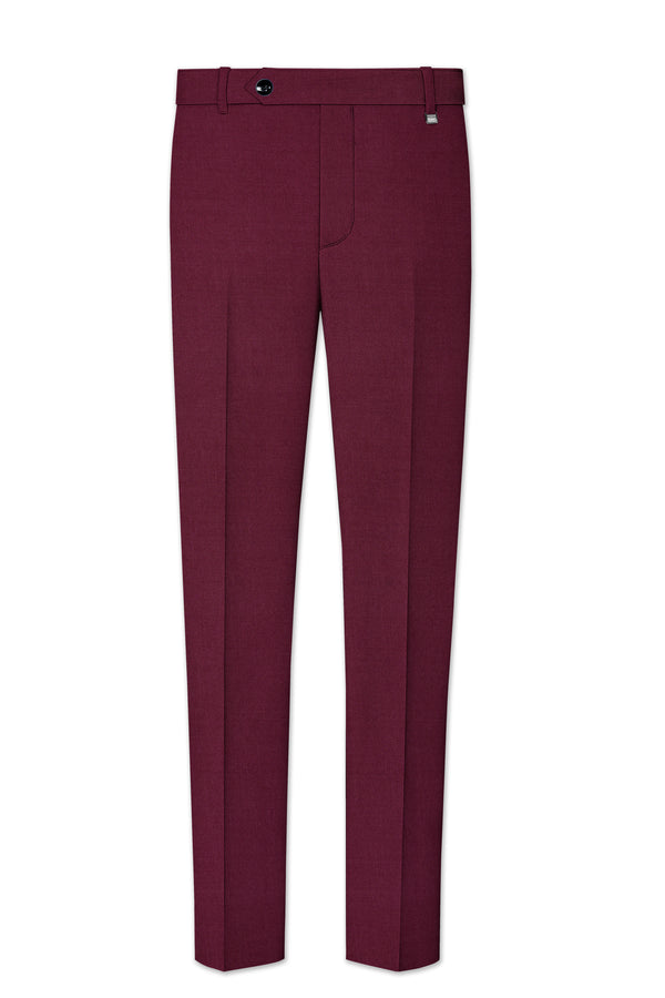 Bordeaux Maroon Wool Rich Pant