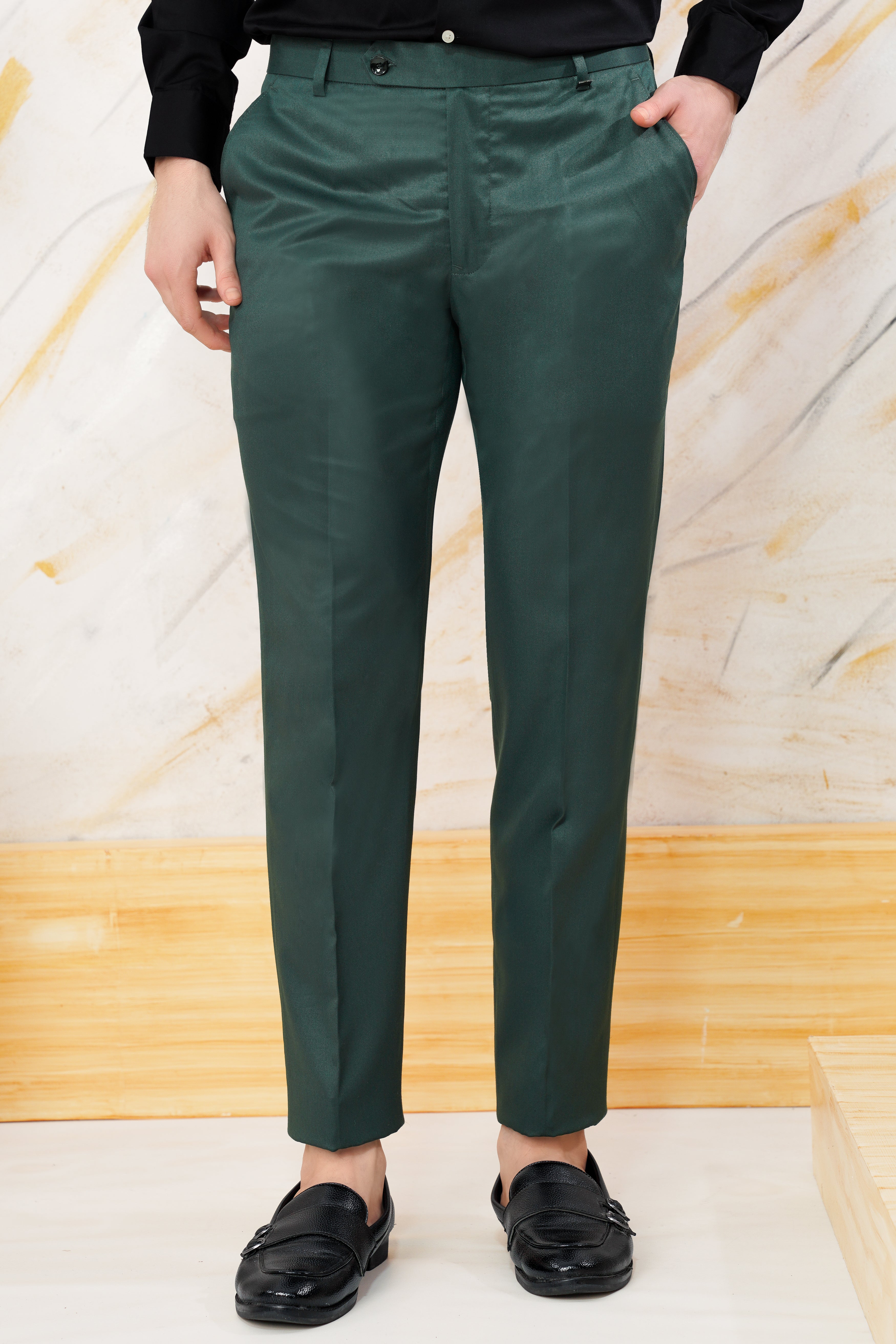 Sacramento Green Checks-Plaid Premium Wool Blend Pant For Men