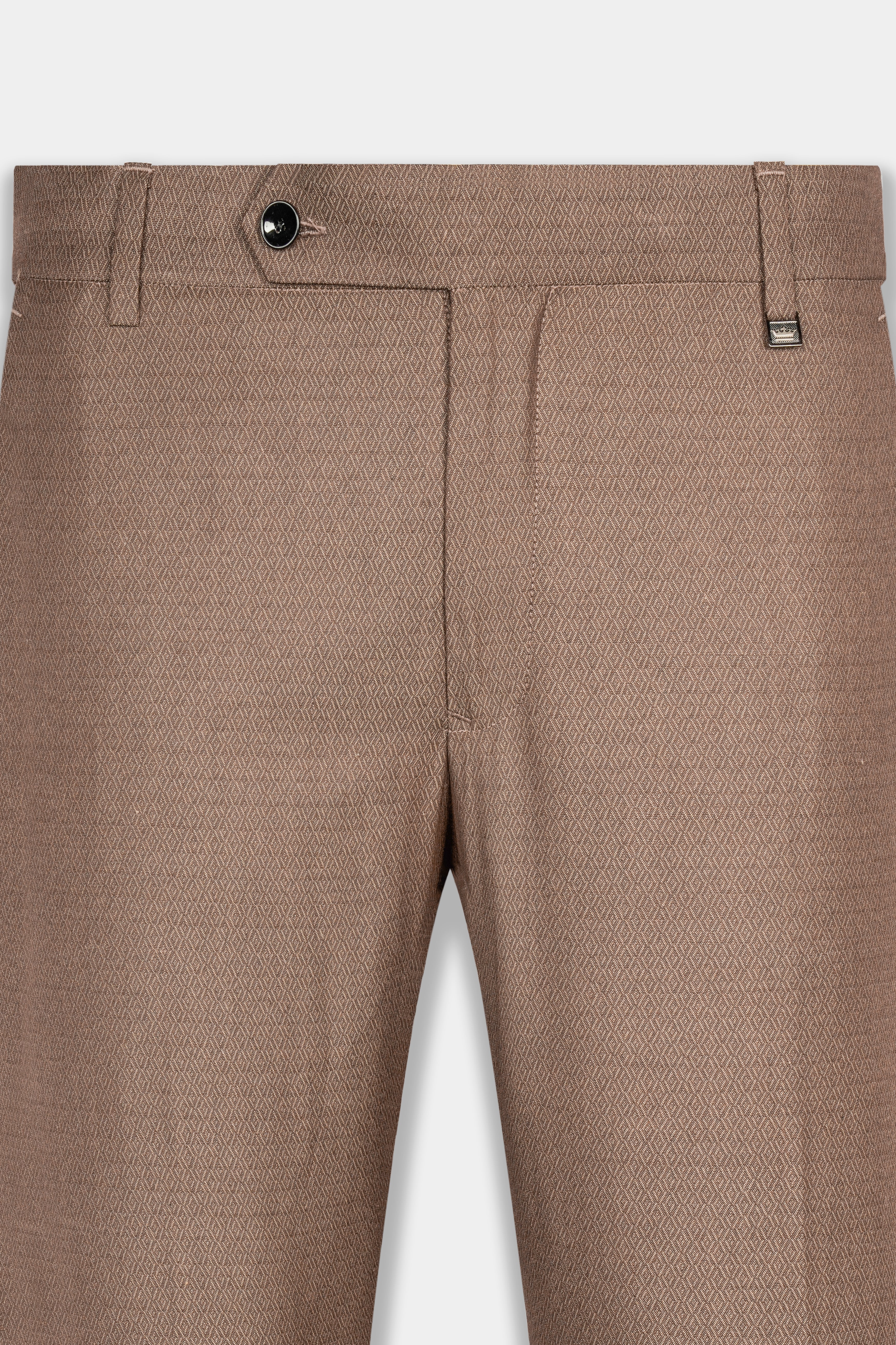 Italian style slim fit pleated thick fabric men's trousers brown T9901