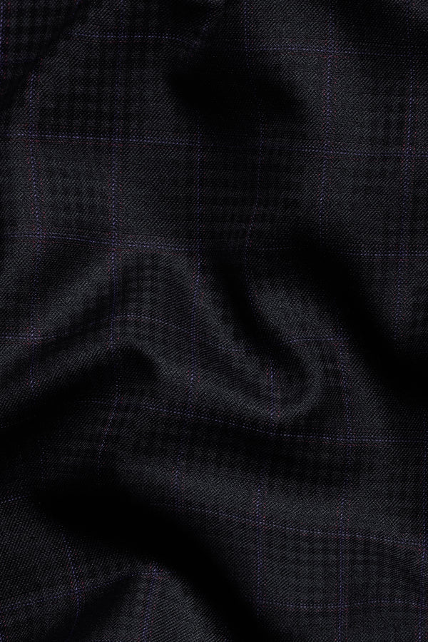 Bastille Black and Murasaki Purple Windowpane Wool Rich Pant