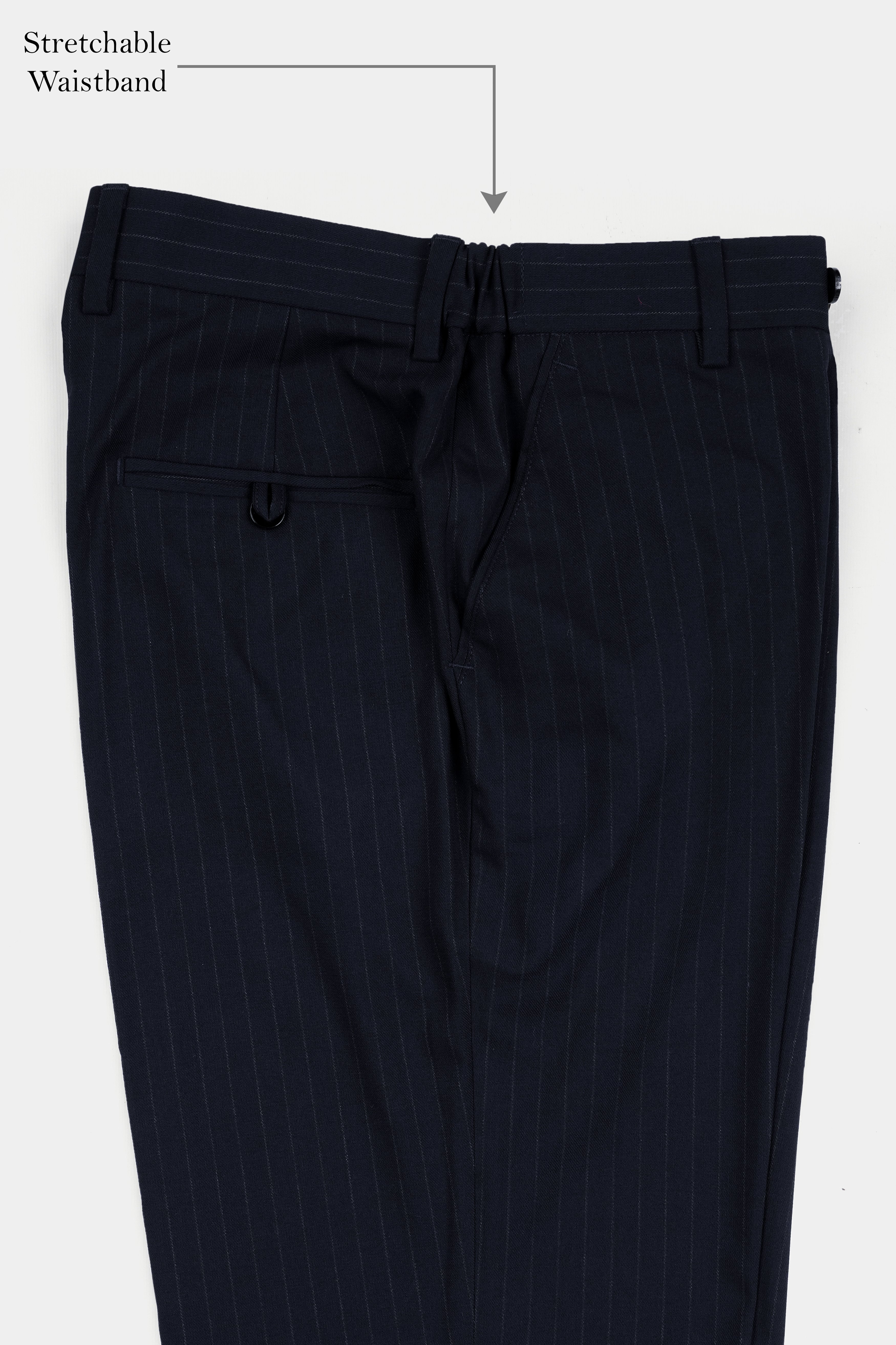 Broncos Blue Striped Wool Rich Stretchable Waistband Pant