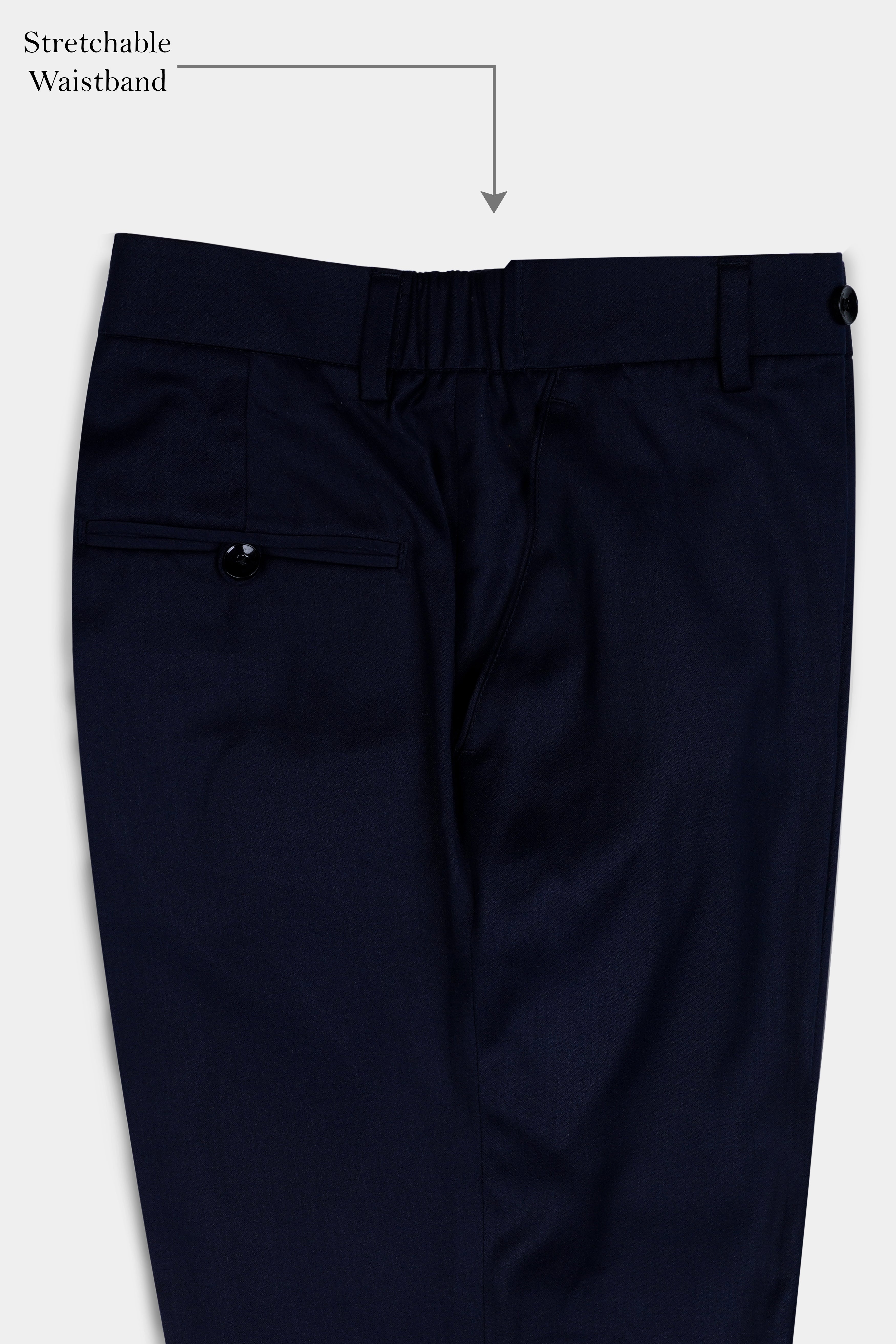 Ebony Blue Wool Rich Stretchable Waistband Pant