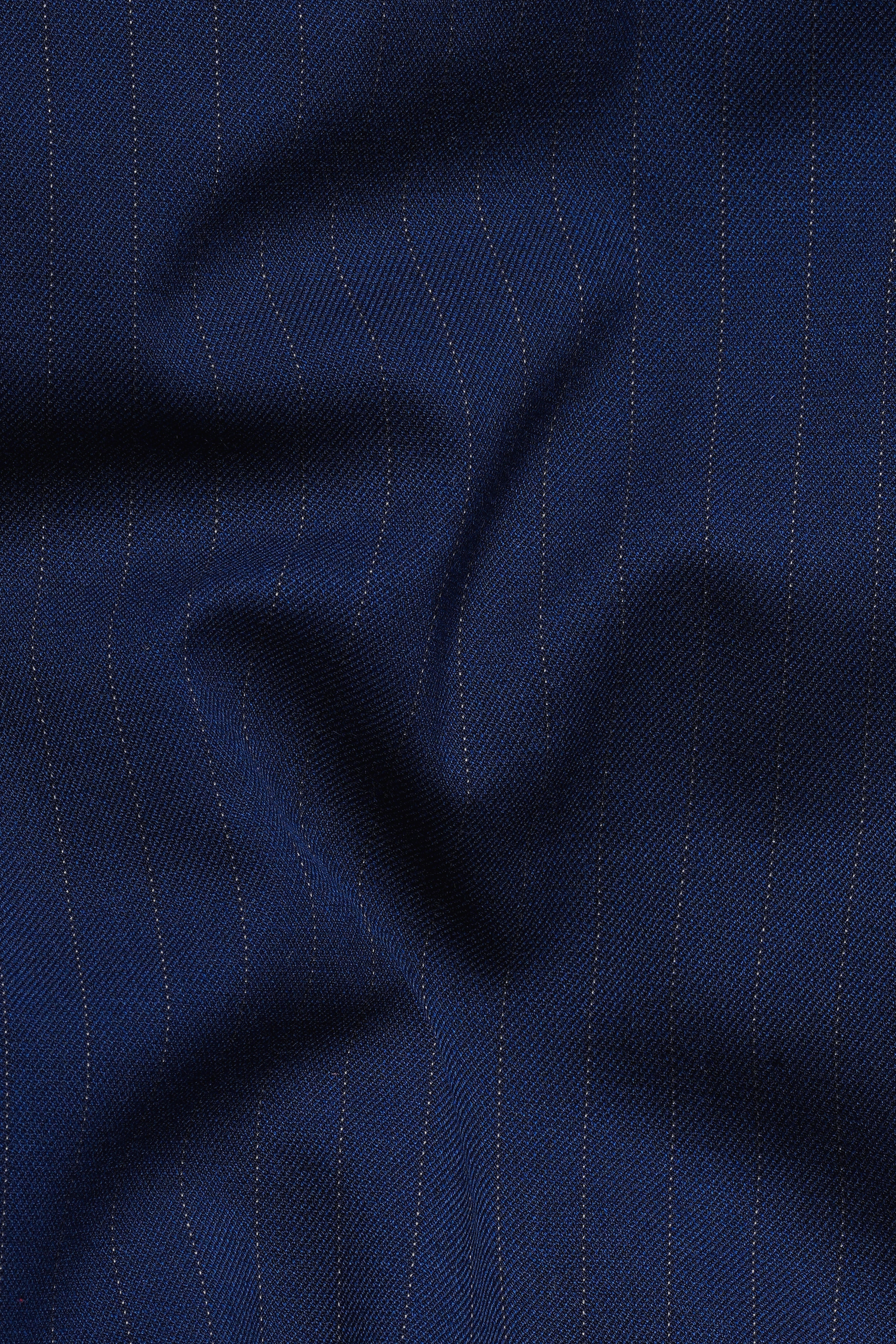 Ebony Clay Blue Striped Wool Rich Stretchable Waistband Pant