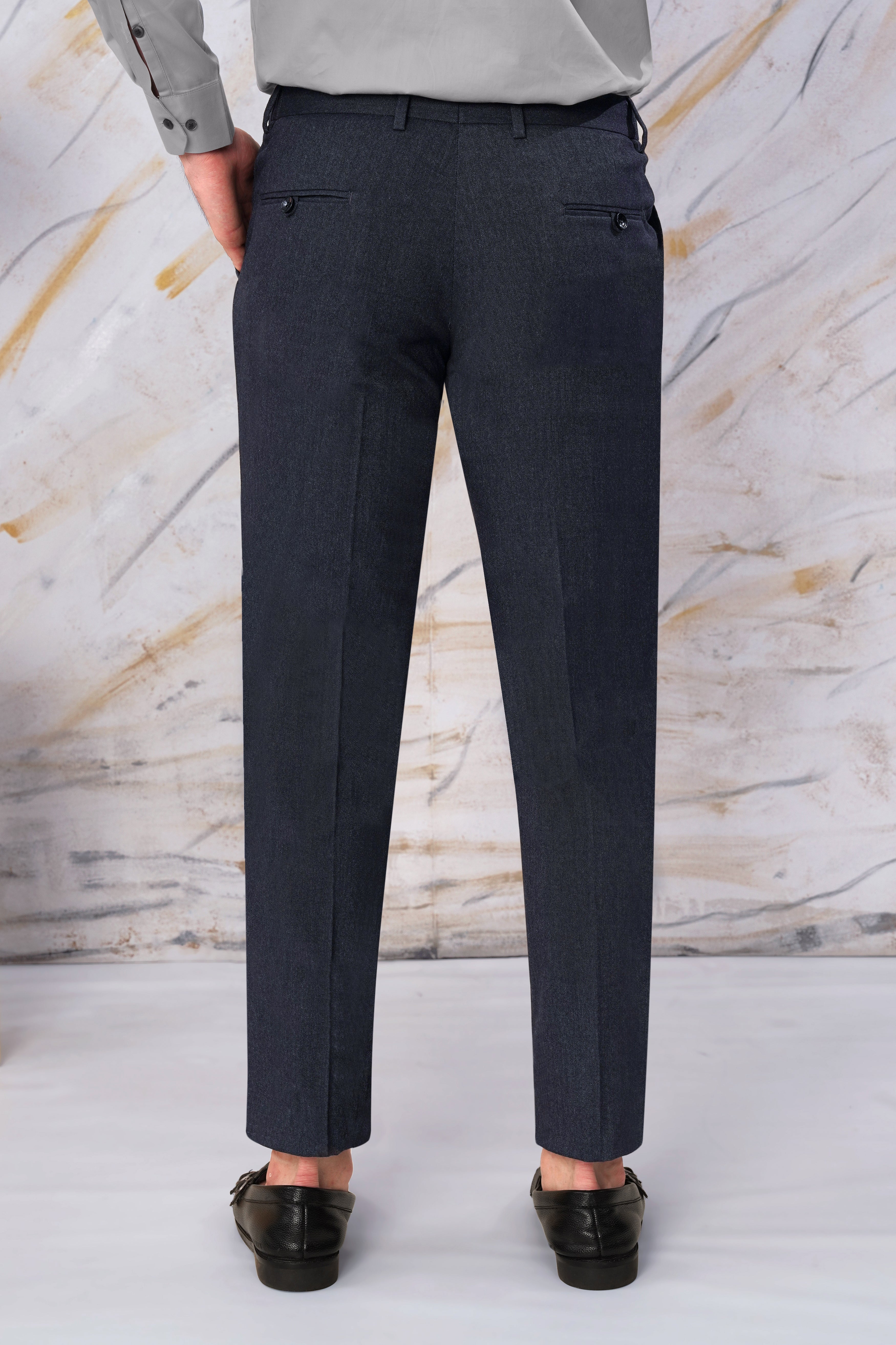 Delft Gray Wool Rich Stretchable Waistband Pant
