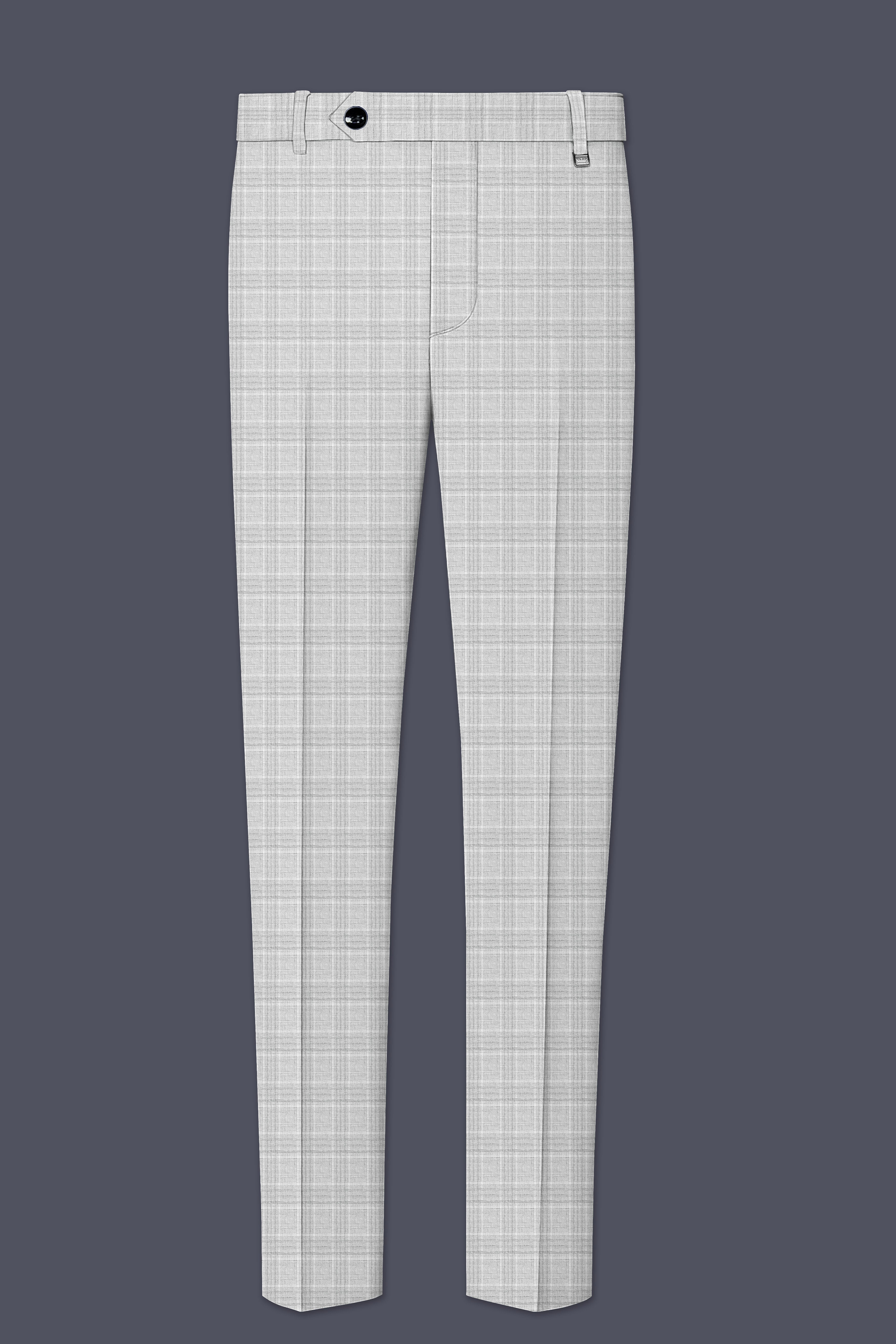 Cloud Gray Plaid Wool Rich Pant