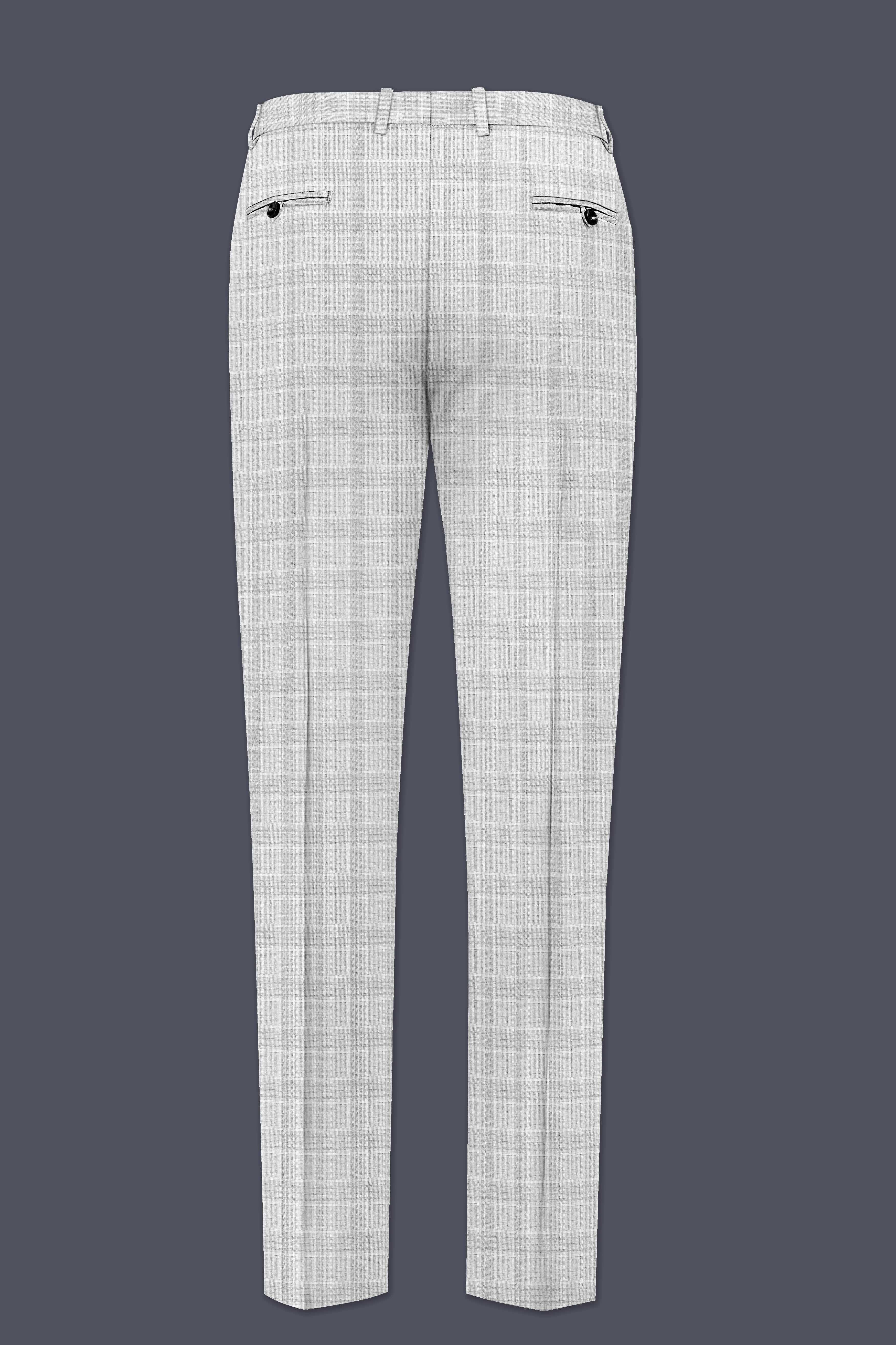Cloud Gray Plaid Wool Rich Pant