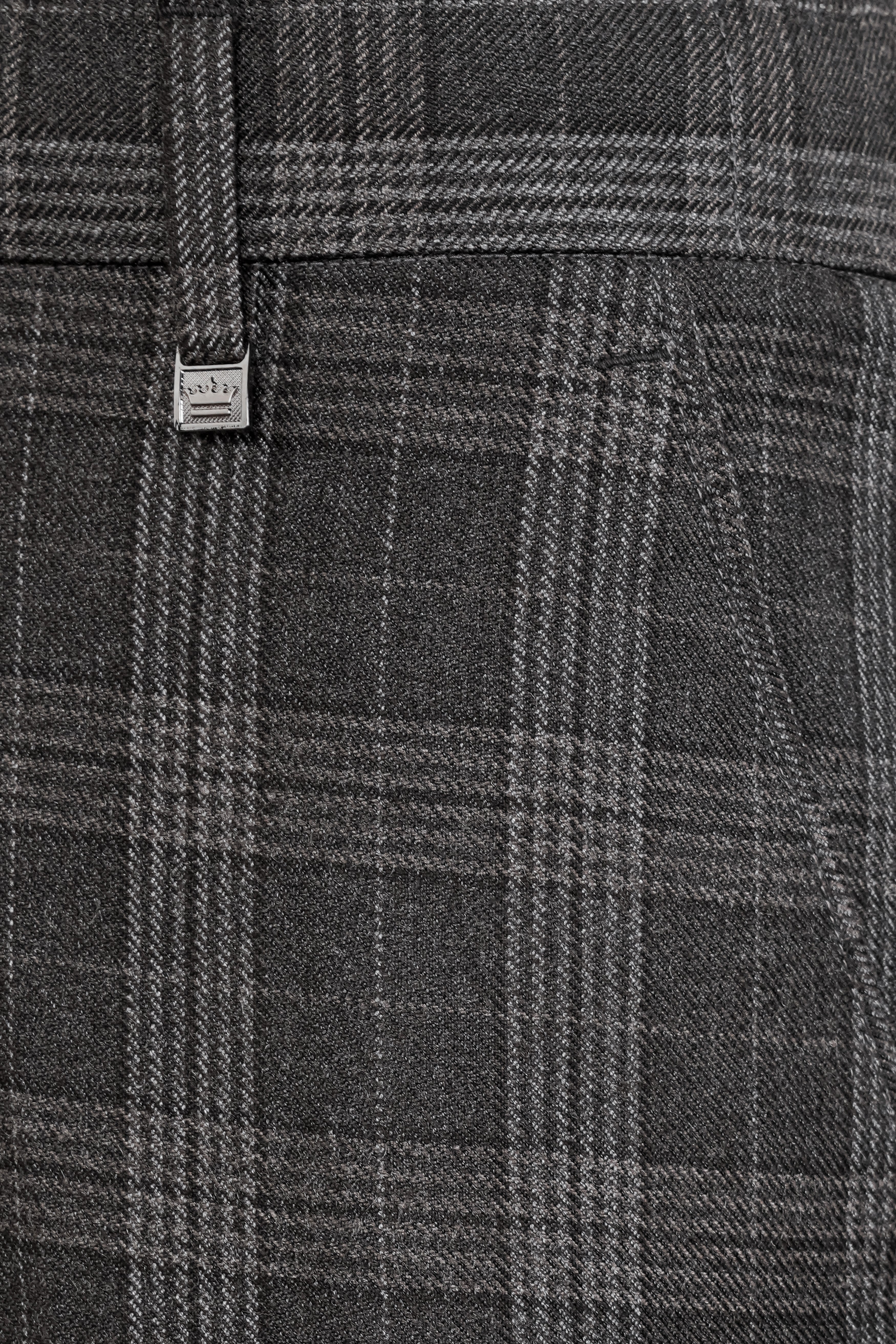 Iridium Gray Plaid Tweed Stretchable Waistband Pant