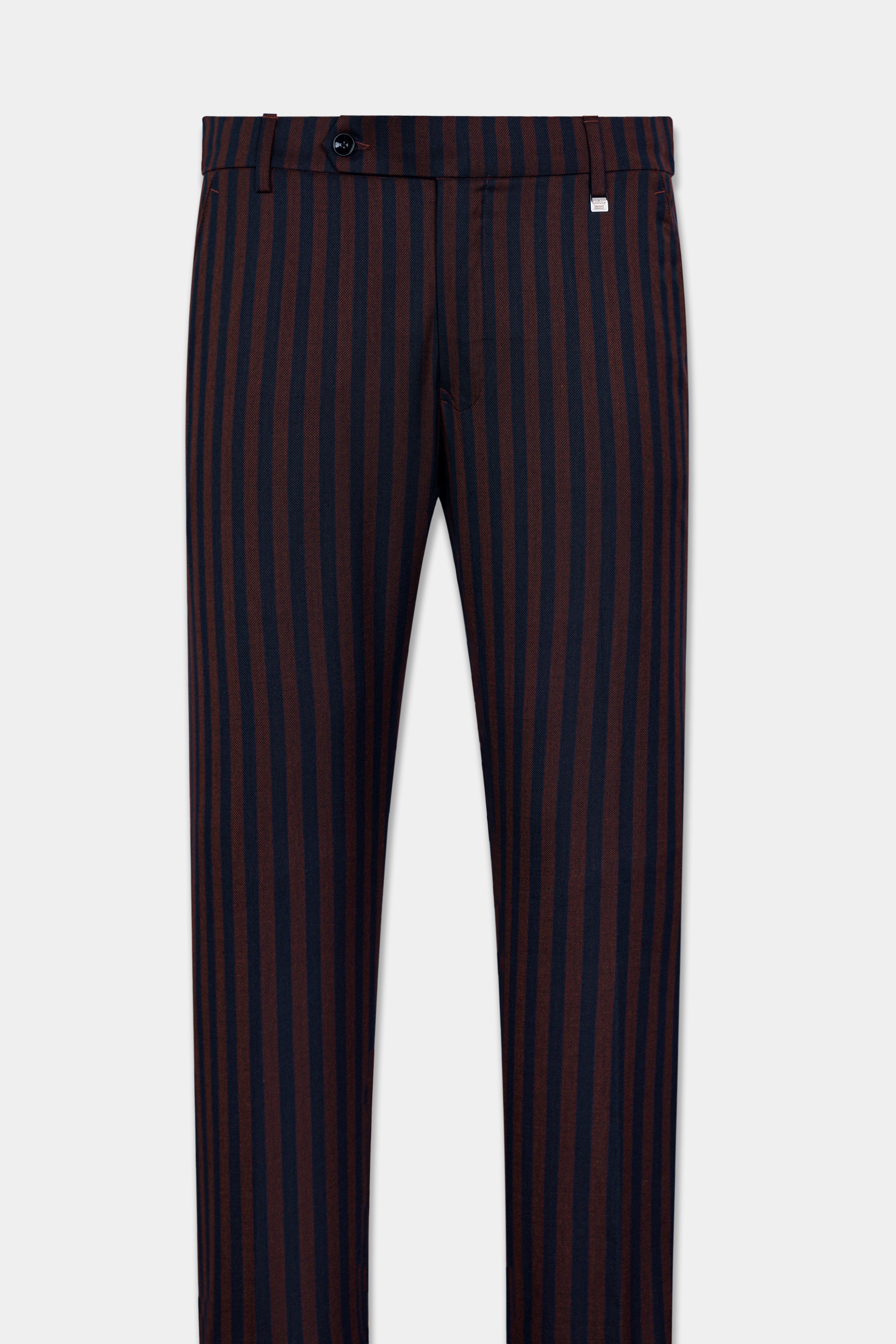 Gondola Brown and Mirage Blue Striped Wool Rich Pant.