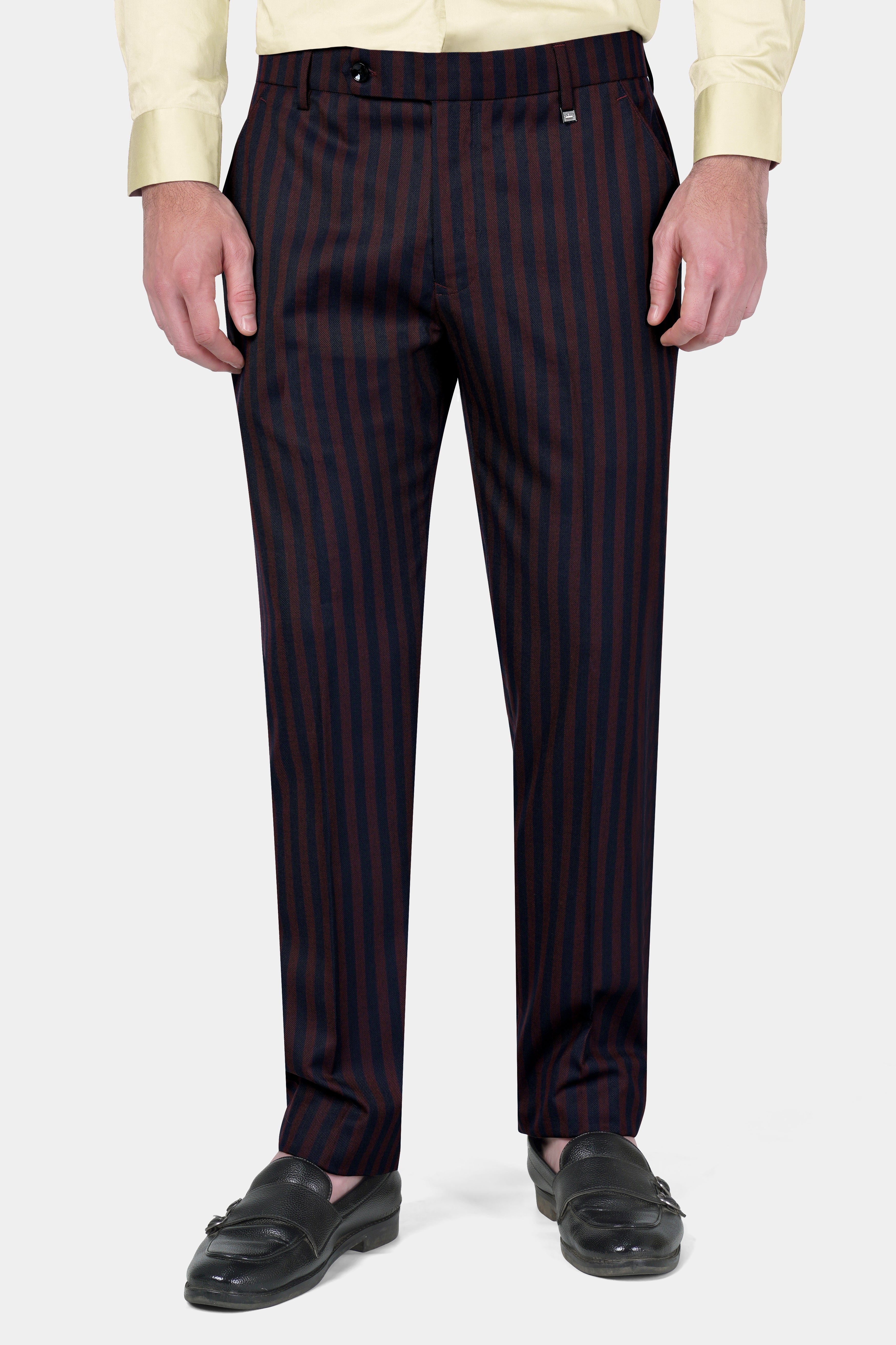 Melik Slim-fit Striped Pants Black | BOJONI