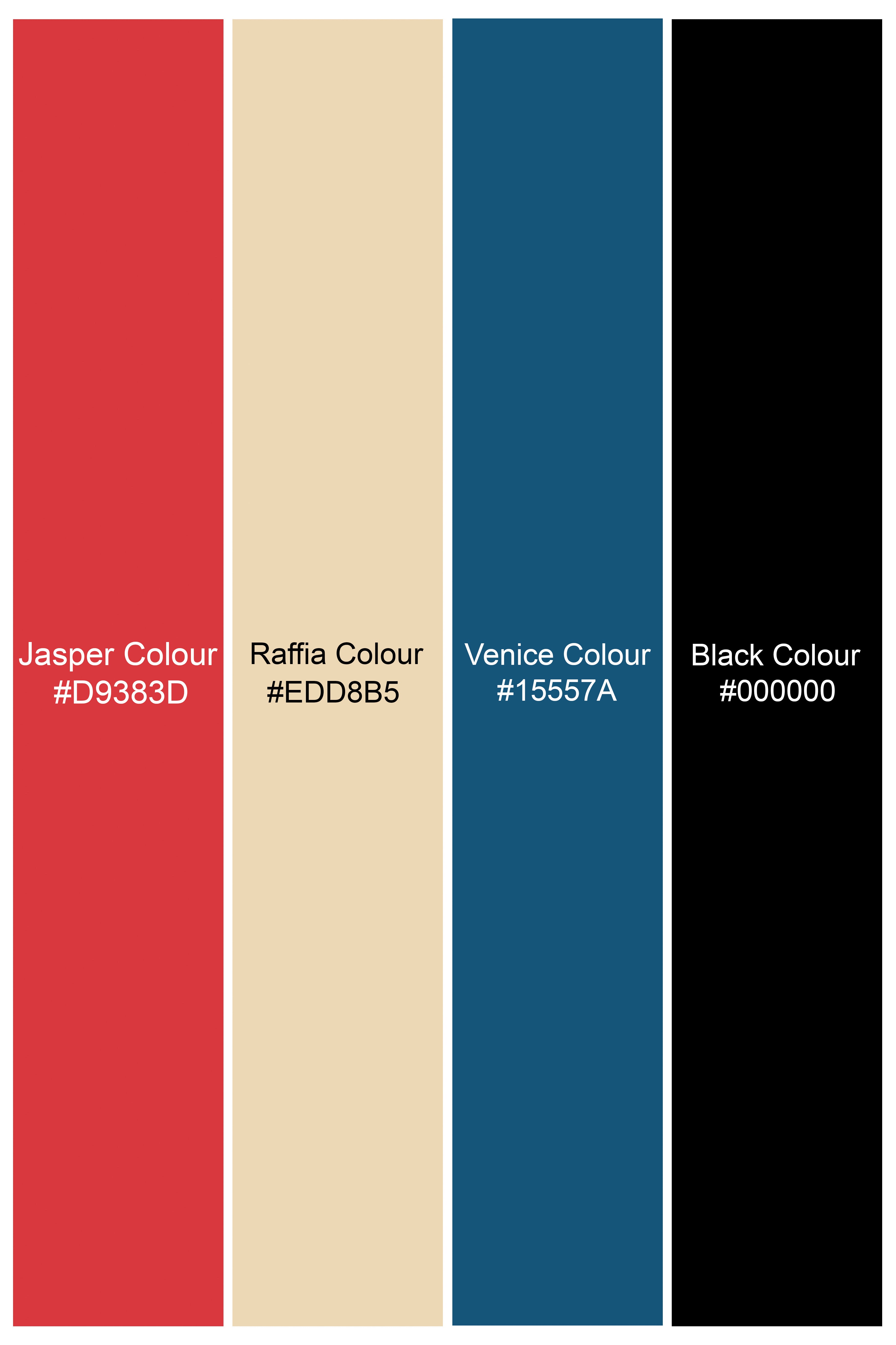 Jasper Red and Raffia Beige Multicolor Windowpane Tweed Pant