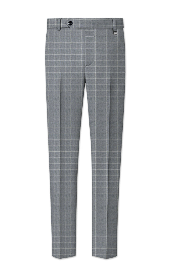 Boulder Gray Windowpane Wool Rich Pant