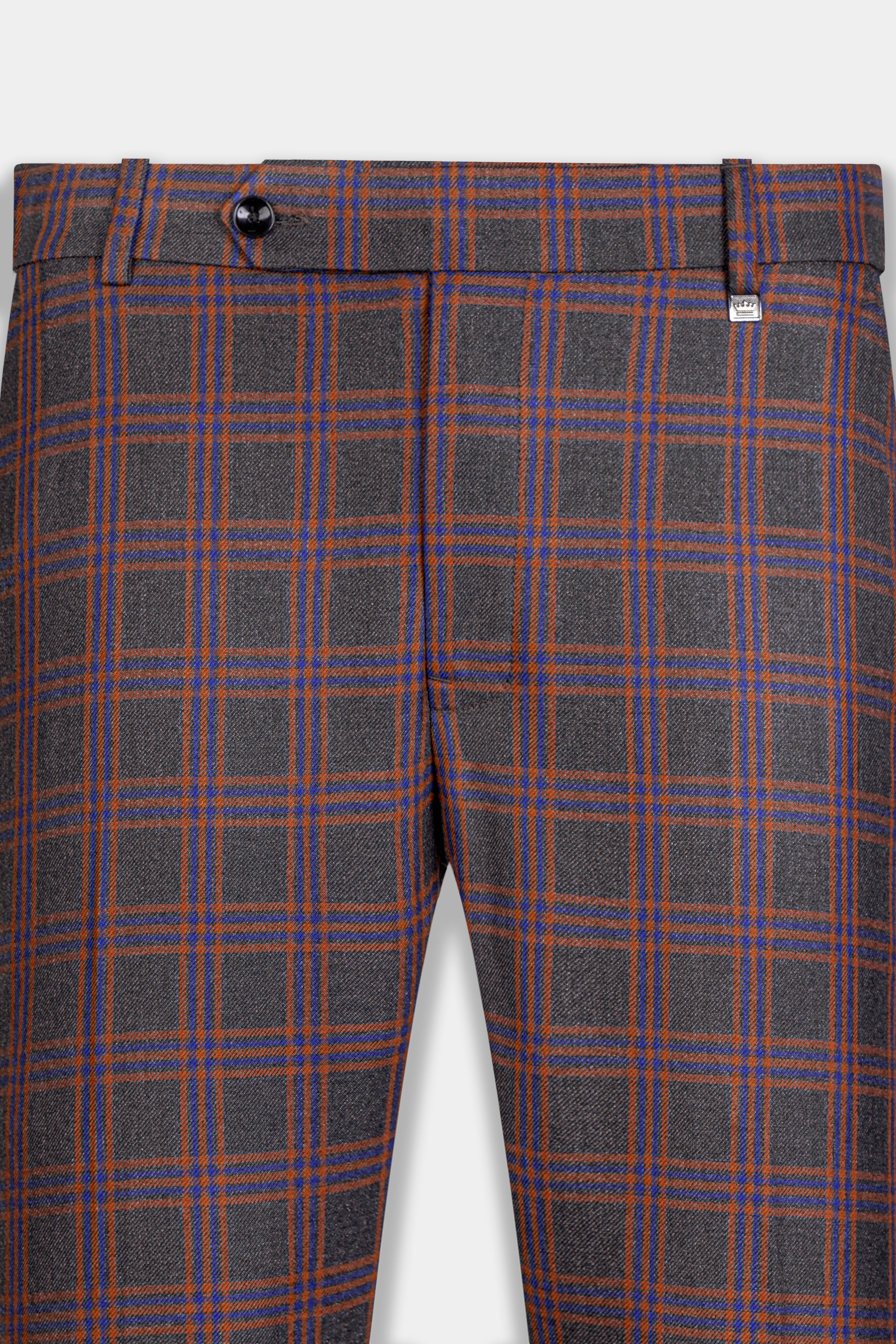 Emperor Gray and Russet Brown Plaid Tweed Pant