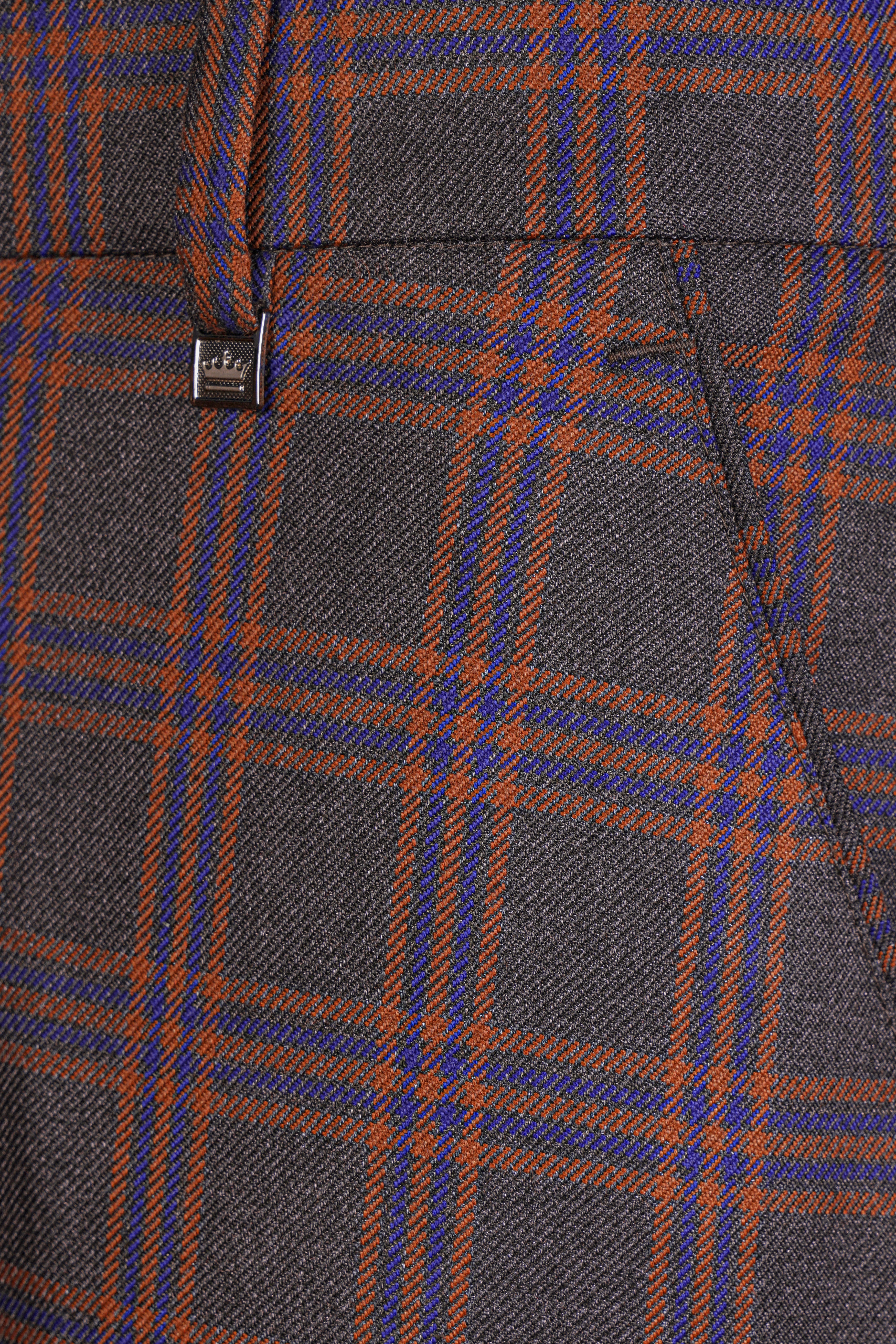 Emperor Gray and Russet Brown Plaid Tweed Pant