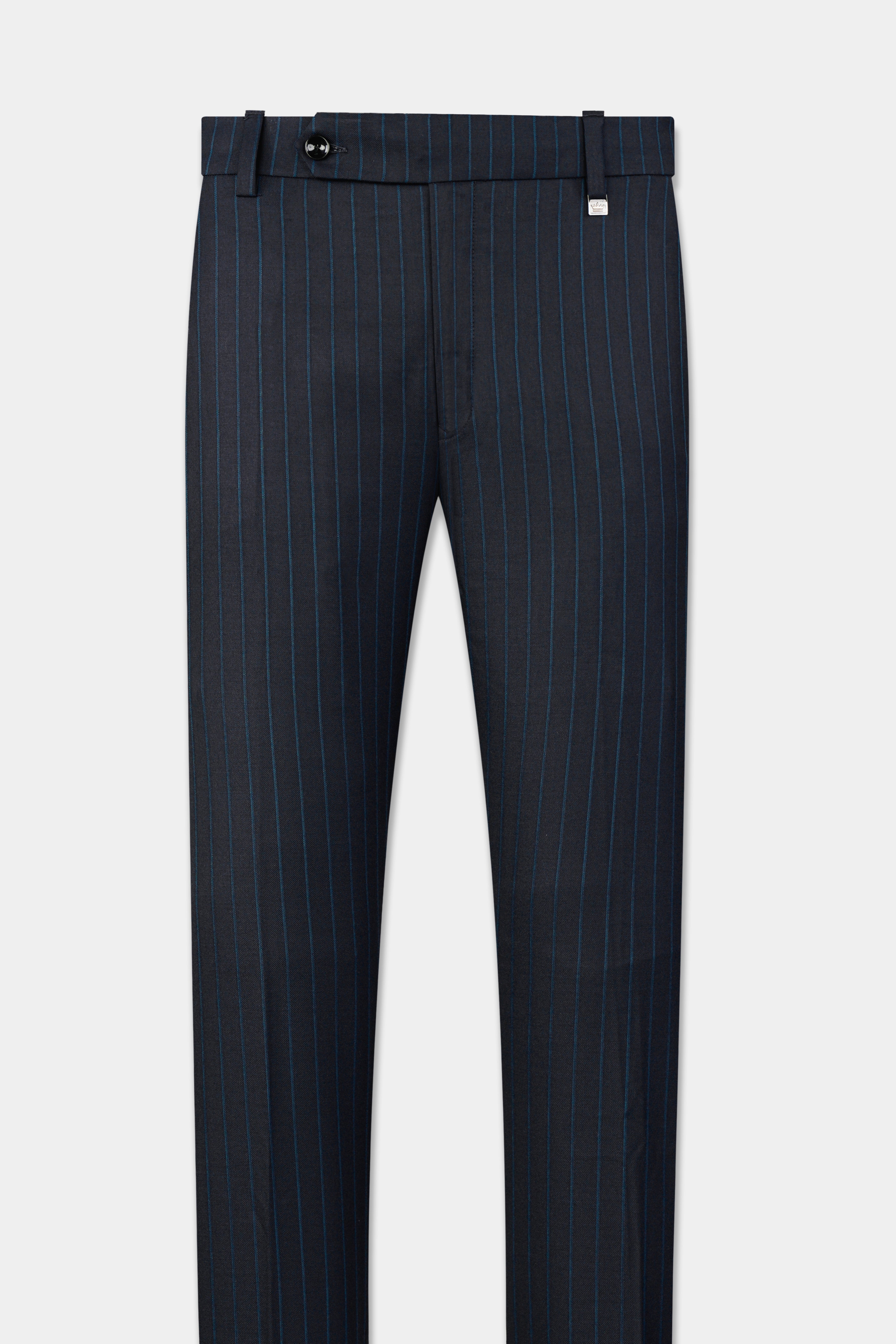 Firefly Blue and Rhino Blue Striped Wool Rich Pant