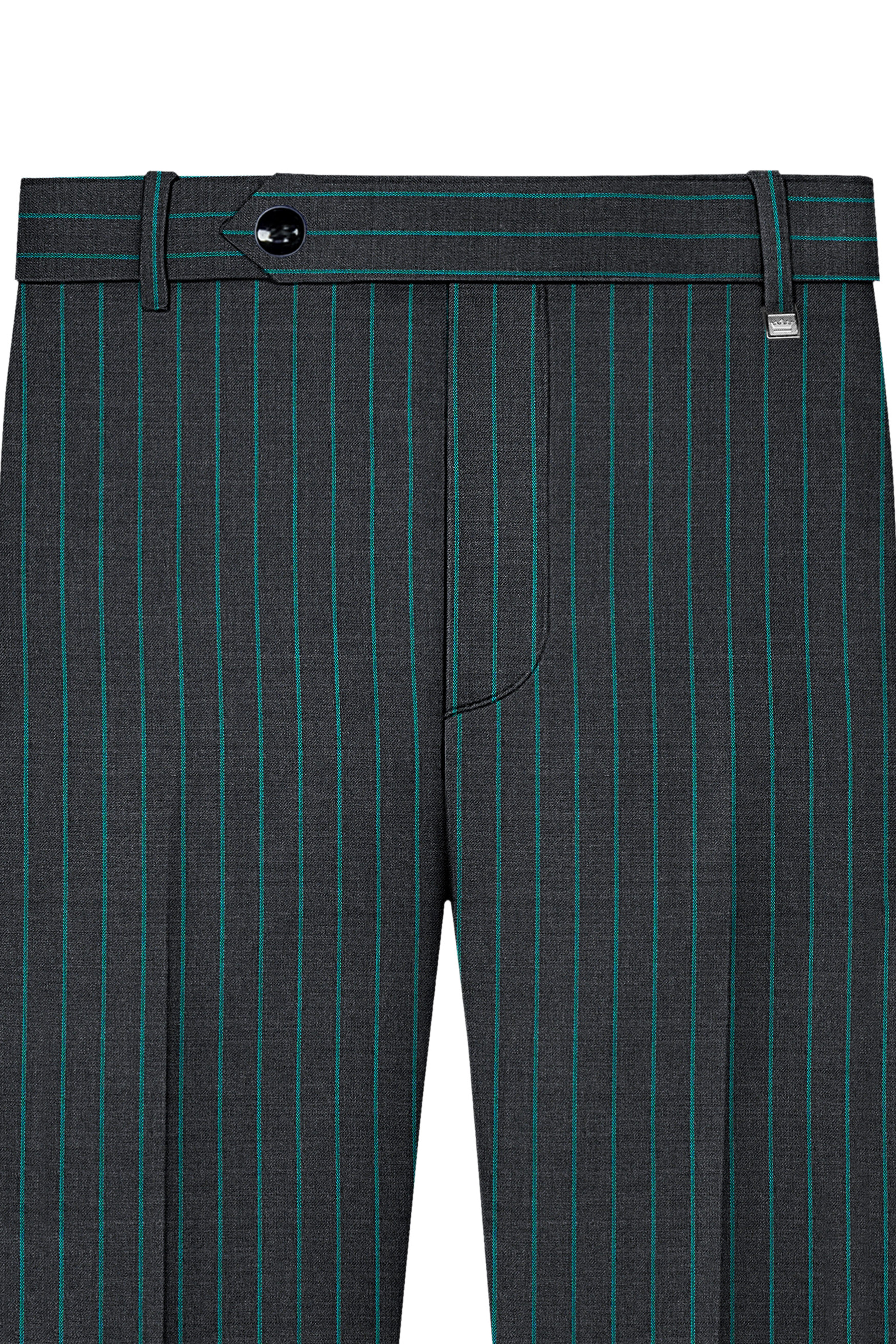 Gravel Gray and Lagoon Blue Striped Wool Rich Pant